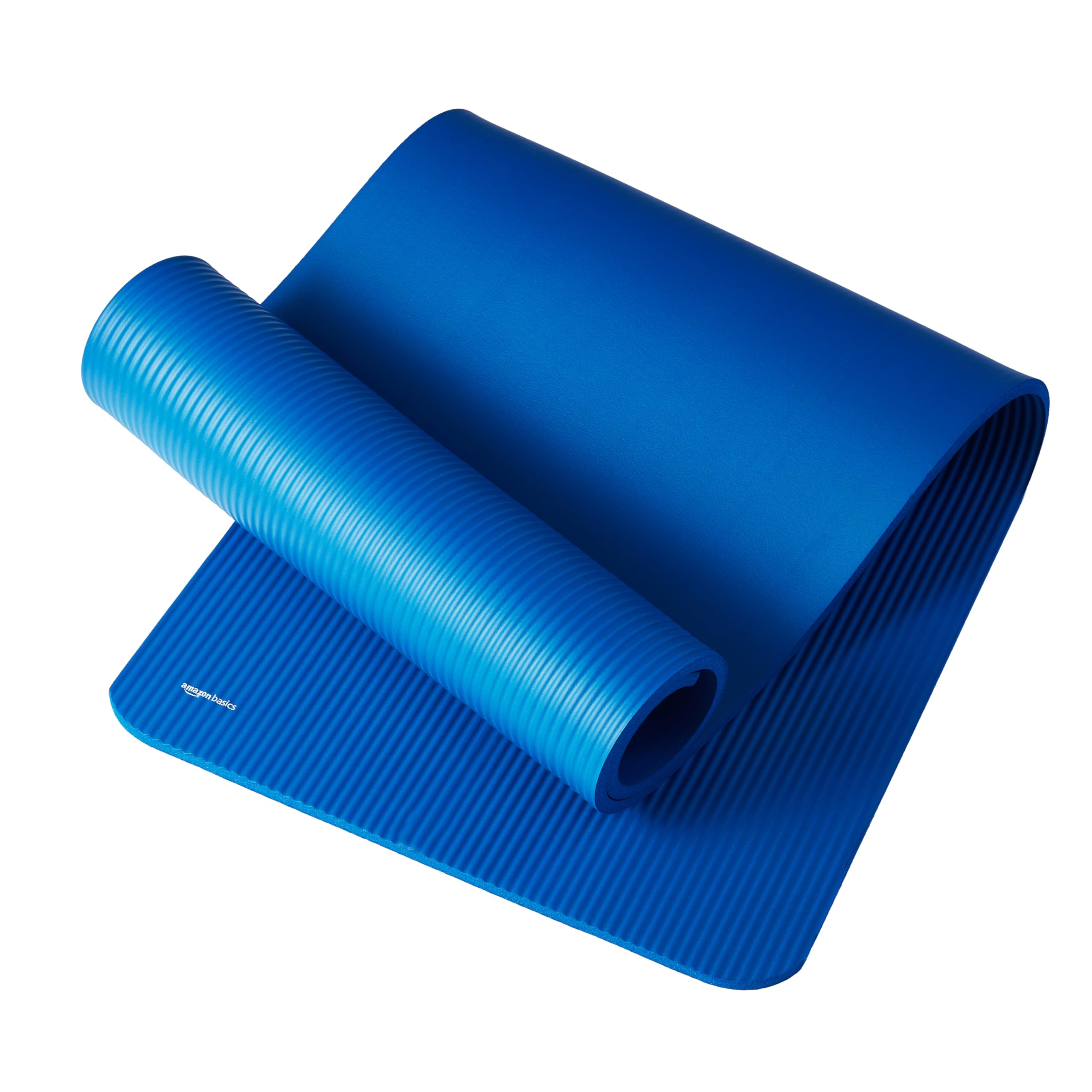 Amazon Basics 1/2 Inch Extra Thick Exercise Yoga Mat with Carrying Strap, Cushioned Support, for Fitness and Gym Workouts: Blue