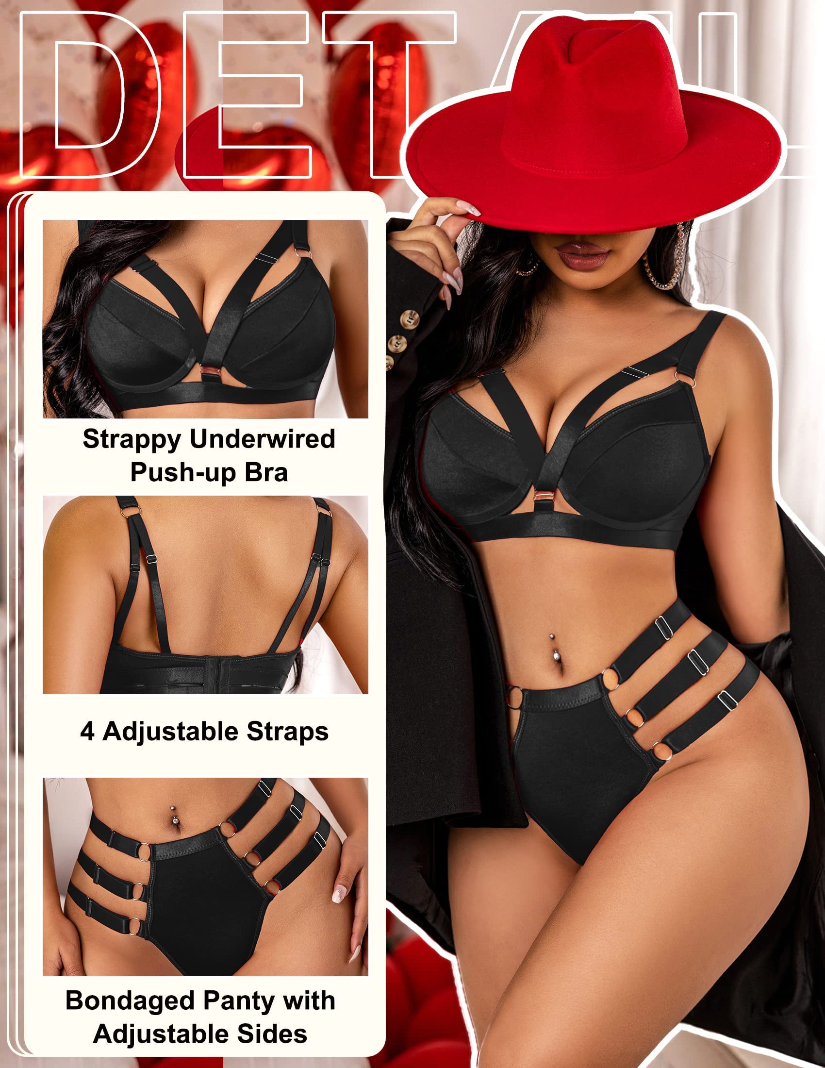 Avidlove Womens Lingerie Set Sexy Underwired Push Up Bra and Panty Set Two Piece Lingerie