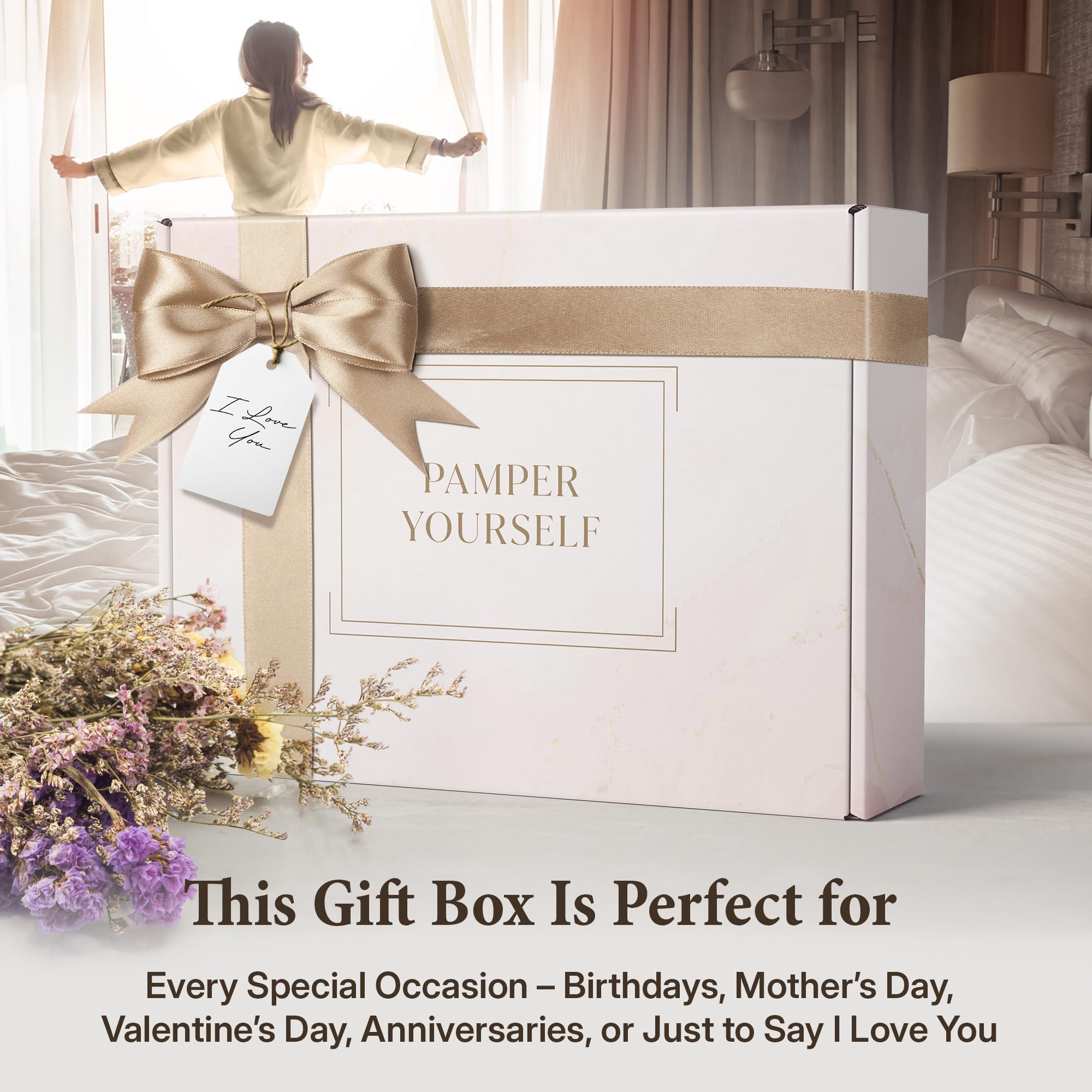 INFUSÉ 17-Piece Luxury Gift Set with Robe | Complete White Tea & Coconut Bath Collection | Self-Care Kit with Bath Bombs, Face Masks & Hair Care | Bridesmaid, Mom, Wife, Grandma or Loved Ones thumbnail 2