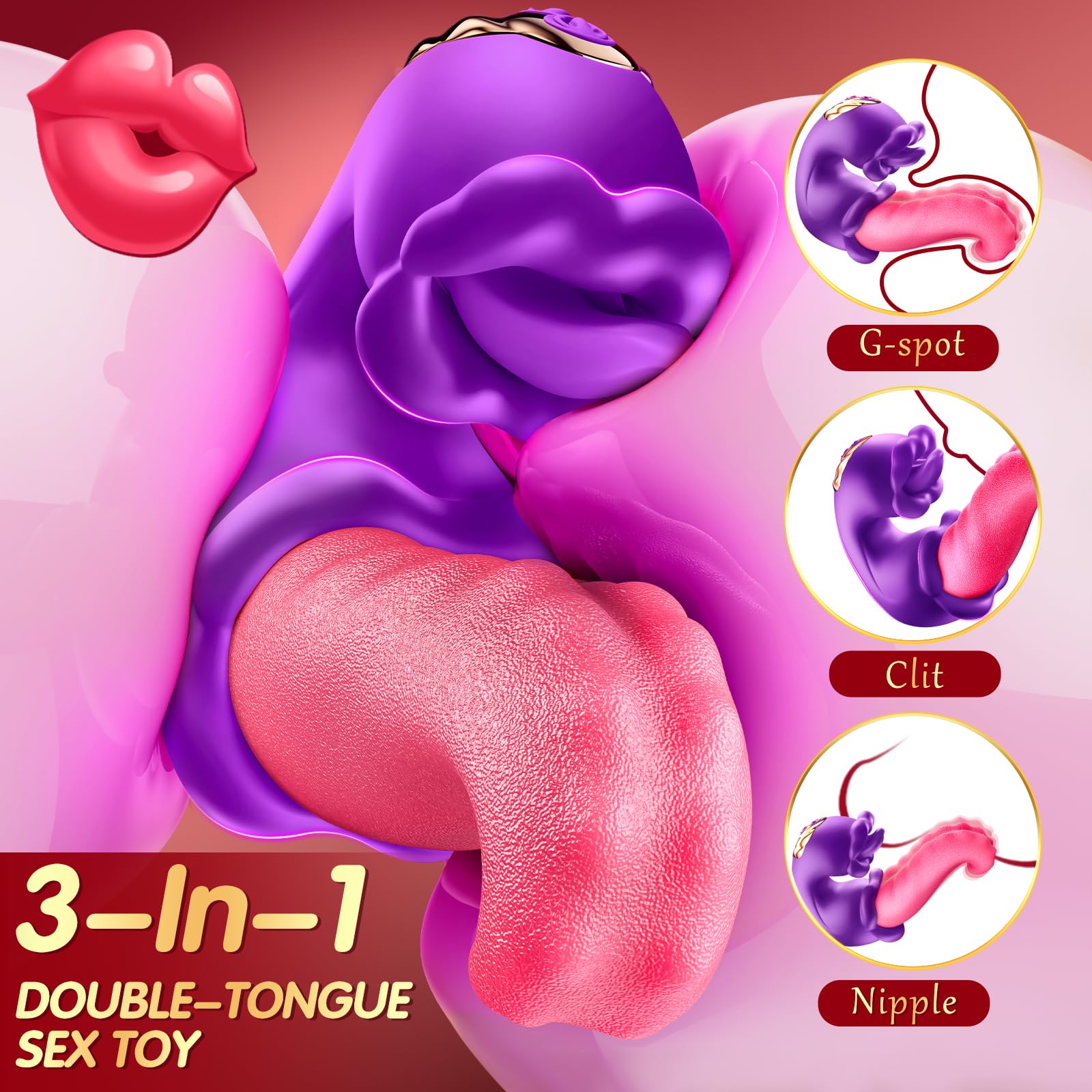 Sex Toys Tongue Vibrator for Women – 10 Licking Clitoral & 10 Swing Vibration Modes, AAVibe Rose Toy Thrusting Vibrators Dildo, Adult Toy G Spot Clit Stimulator Pleasure Tools for Female Couples Games