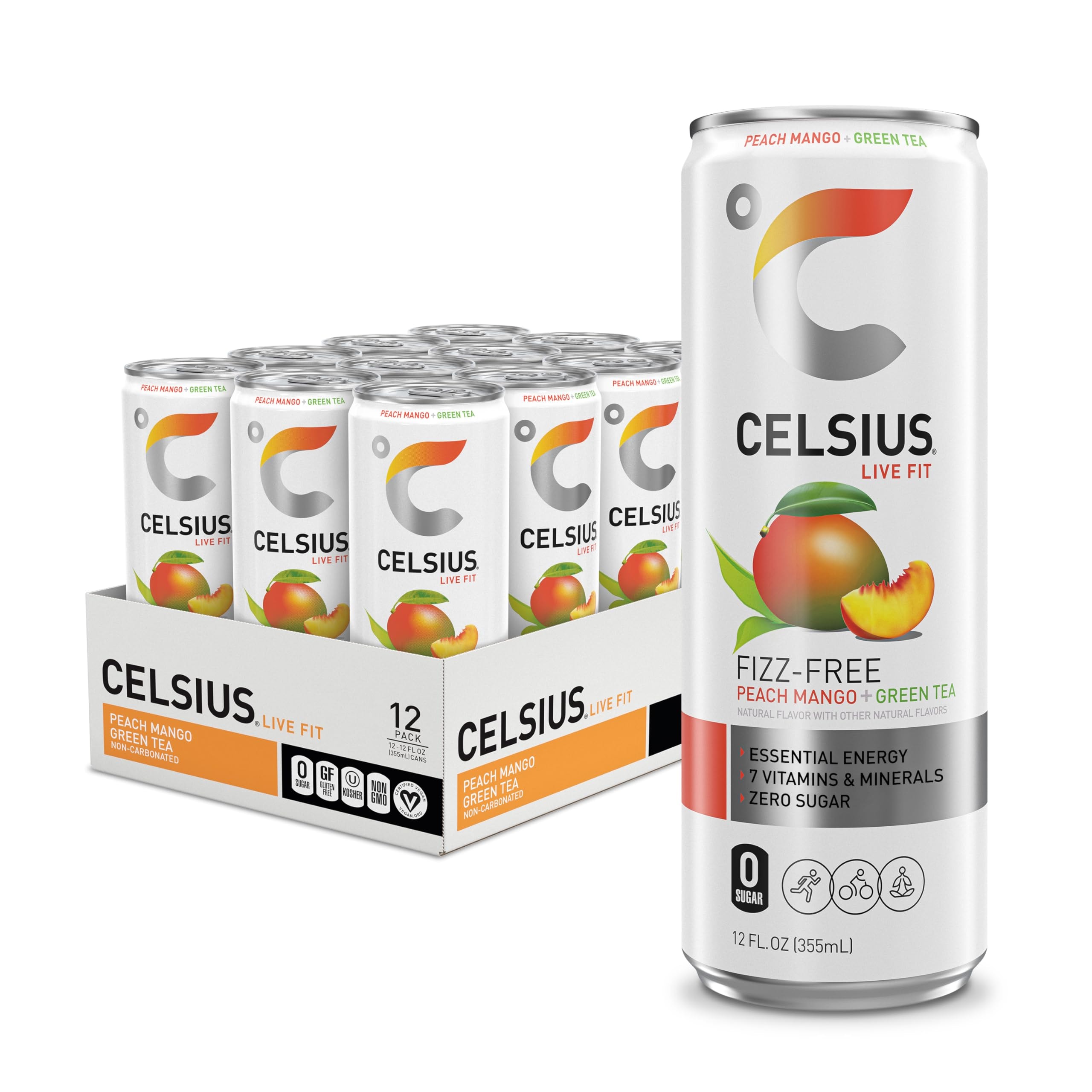 CELSIUS Sparkling Tropical Vibe, Functional Essential Energy Drink 12 Fl Oz (Pack of 12) - Image 1