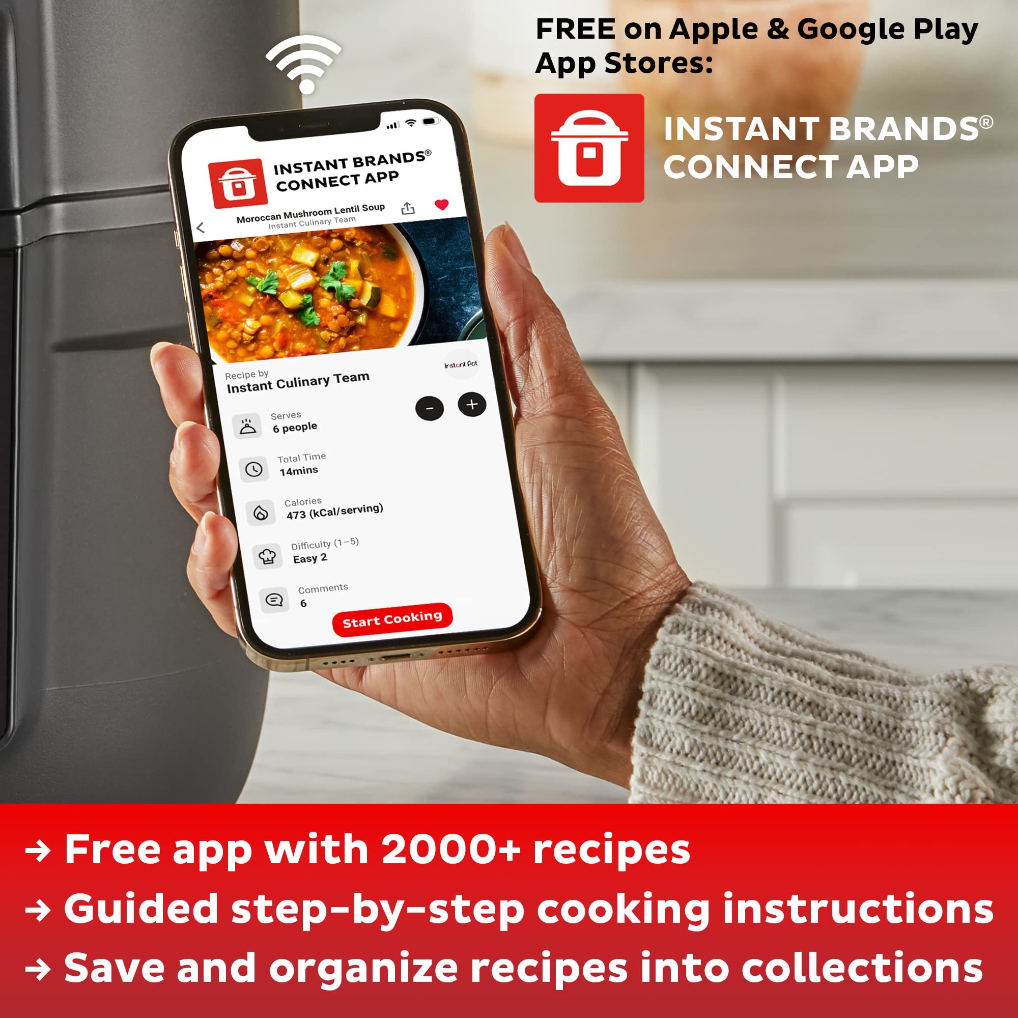 Instant Pot Pro Plus Wi-Fi Smart 10-in-1, Pressure Cooker, Slow Cooker, Rice Cooker, Steamer, Sauté Pan, Yogurt Maker, Warmer, Canning Pot, Sous Vide, Includes App with Over 800 Recipes, 6 Quart: Black