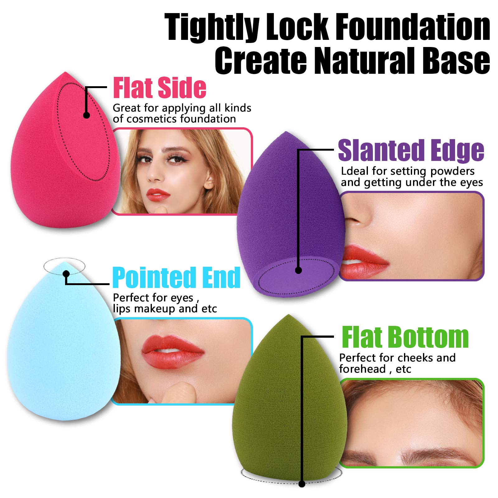 Makeup Sponge Blender Beauty Sponge Set 12pcs and Beauty Foundation Sponge Blender Holder 1PCS,Blending Sponges Cosmetic Puff Flawless for Cream, Liquid Foundation & Powder,Gift for Women: 12pc+1 dry holder