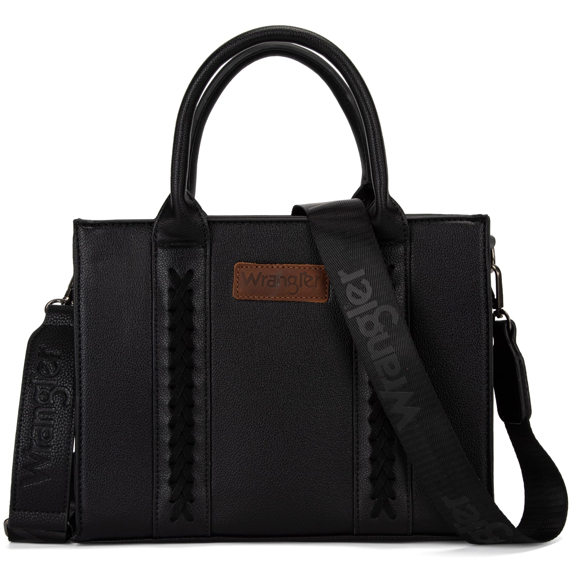 Wrangler Medium Tote Bag for Women Designer Satchel Handbags Top-handle Purses with Strap: A-natural-black
