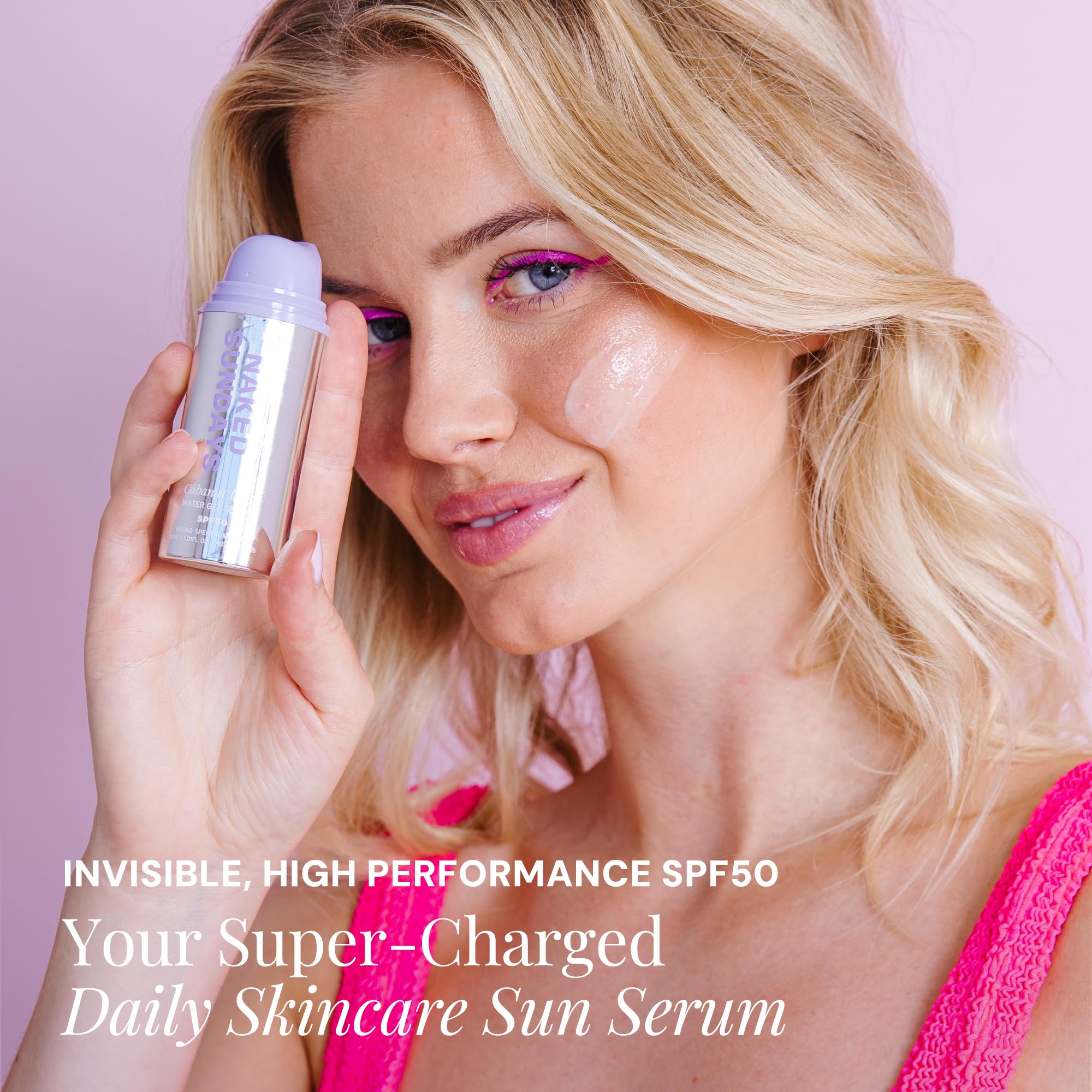 Naked Sundays CabanaClear SPF 50 Water Gel Serum - Invisible Daily Lightweight & Hydrating Sunscreen with Hyaluronic Acid, Broad Spectrum, Oil-Free, Silicone Free, Fragrance-Free for All Skin Types: 1.01 Fl Oz (Pack of 1)