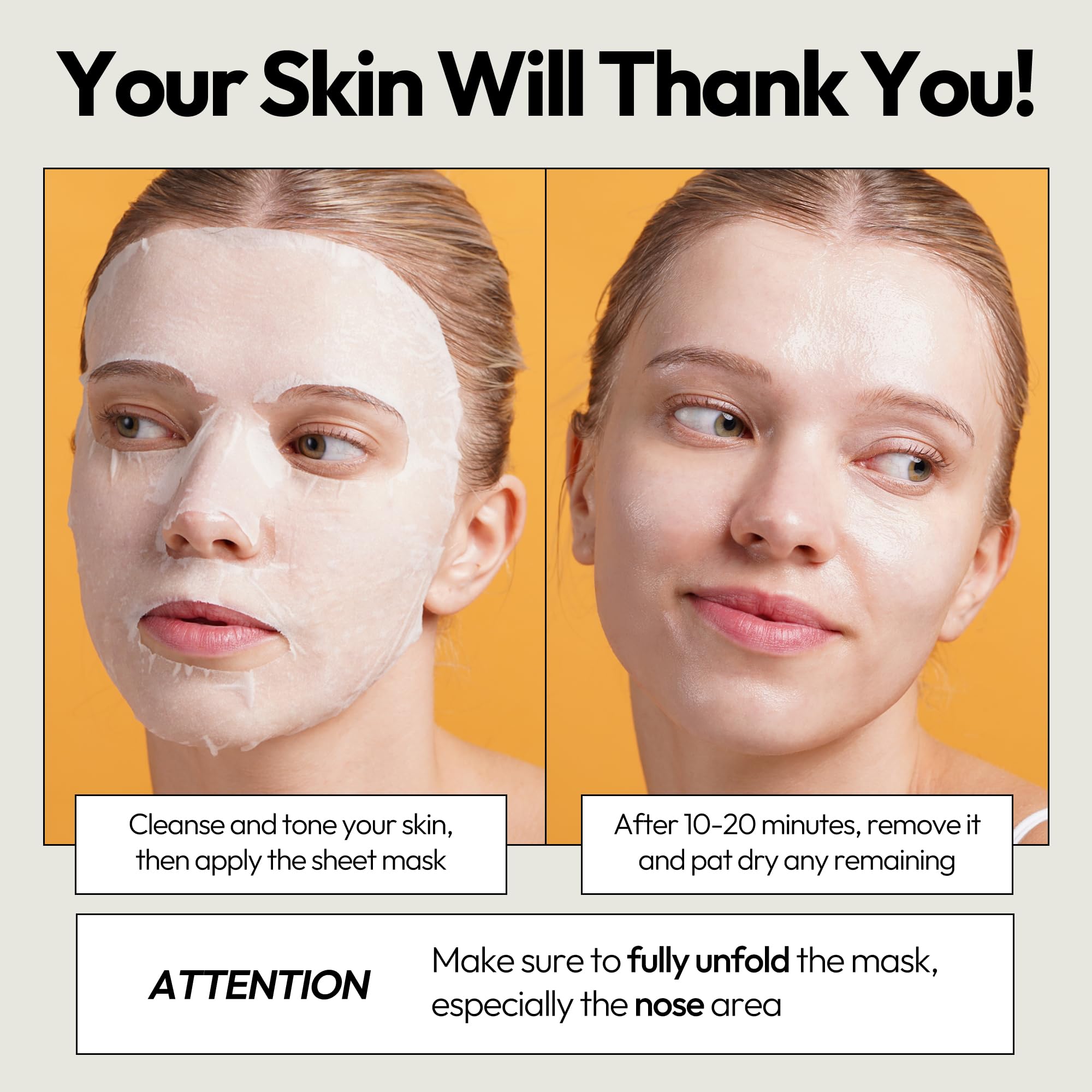 LAPCOS  Sheet Mask, Daily Face Mask with Probiotics to Clarify Skin, Korean Beauty Favorite, 5-Pack: Vita C