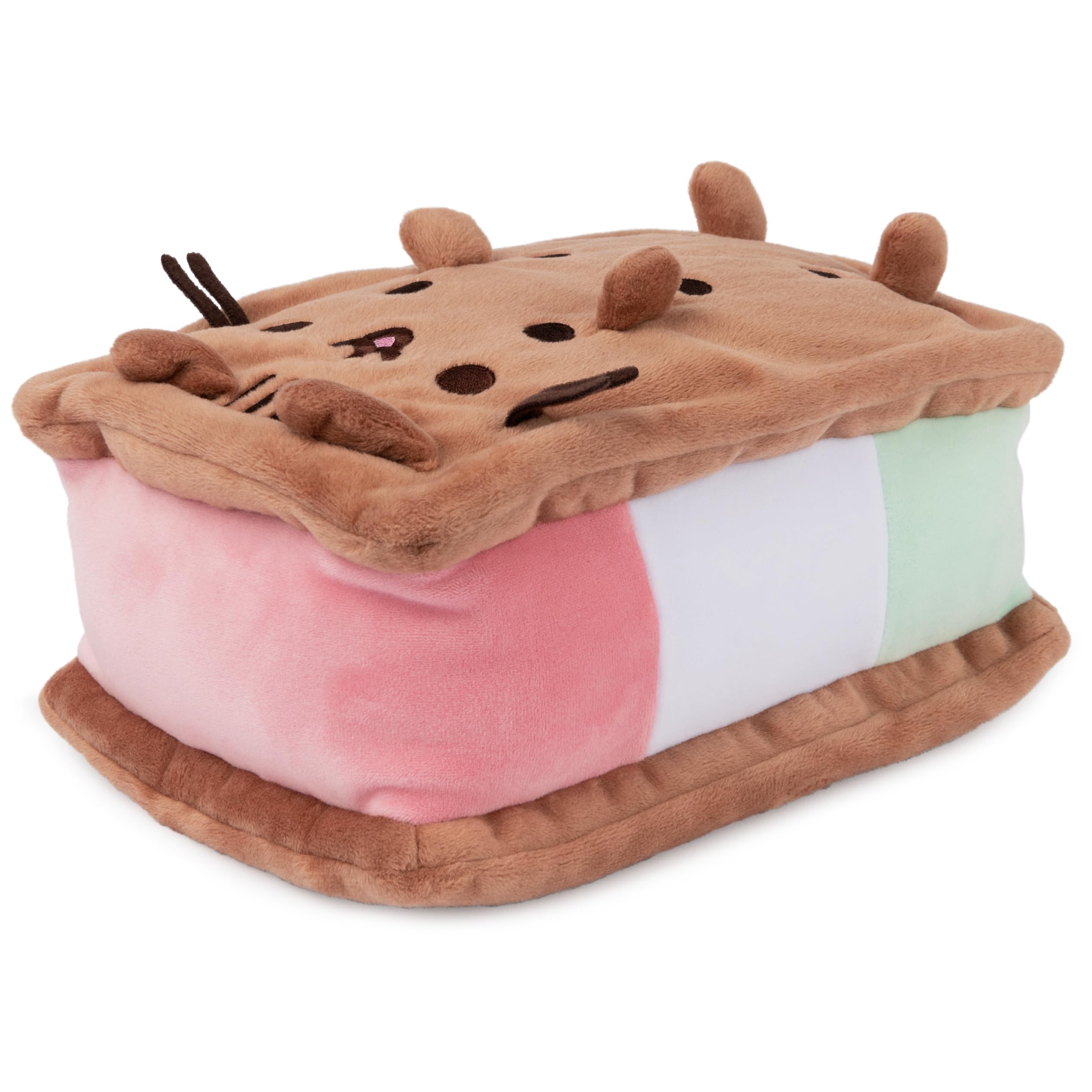 GUND Pusheen Neapolitan Ice Cream Sandwich Pusheen Plush, Stuffed Animal for Ages 8 and Up, Brown, 9.5”: Ice Cream Sandwich 9.5"
