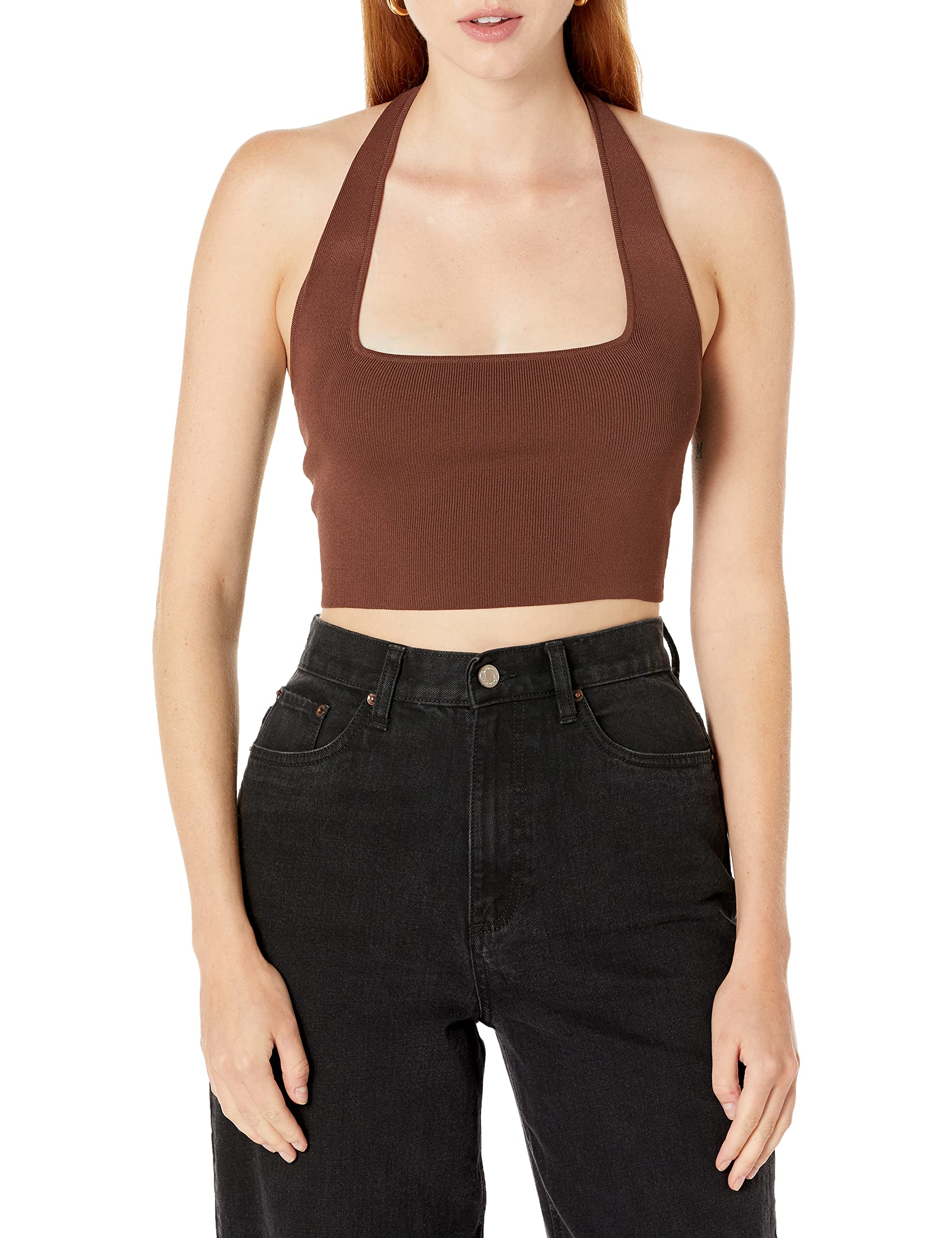 The Drop Women's Greta Fitted Square-Neck Halter Sweater Bralette thumbnail 1