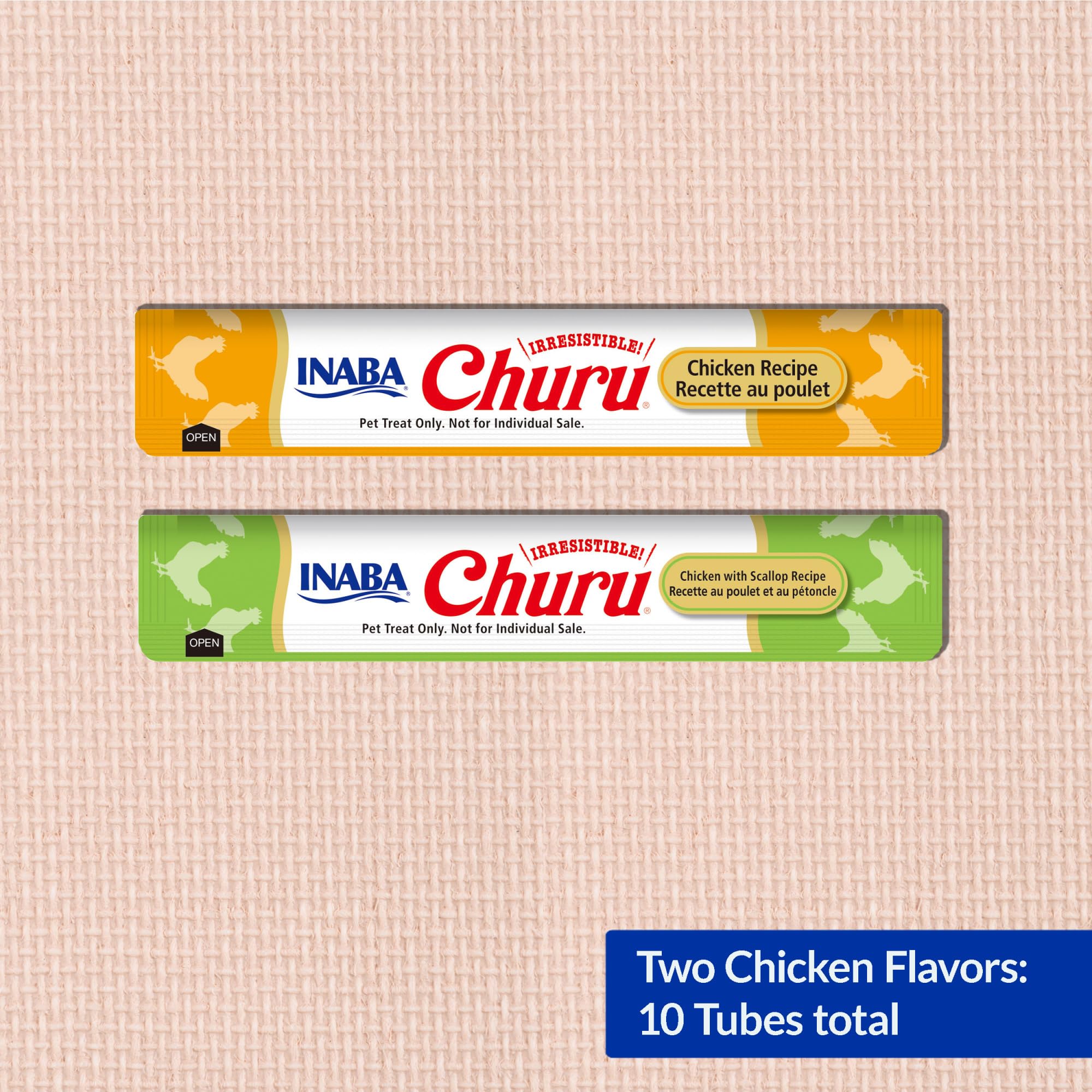 INABA Churu Cat Treats, Grain-Free, Lickable, Squeezable Creamy Purée Cat Treat/Topper with Vitamin E & Taurine, 0.5 Ounces Each Tube, 50 Tubes, Tuna & Chicken Variety: Chicken Variety 0.5 Ounce (Pack of 10)