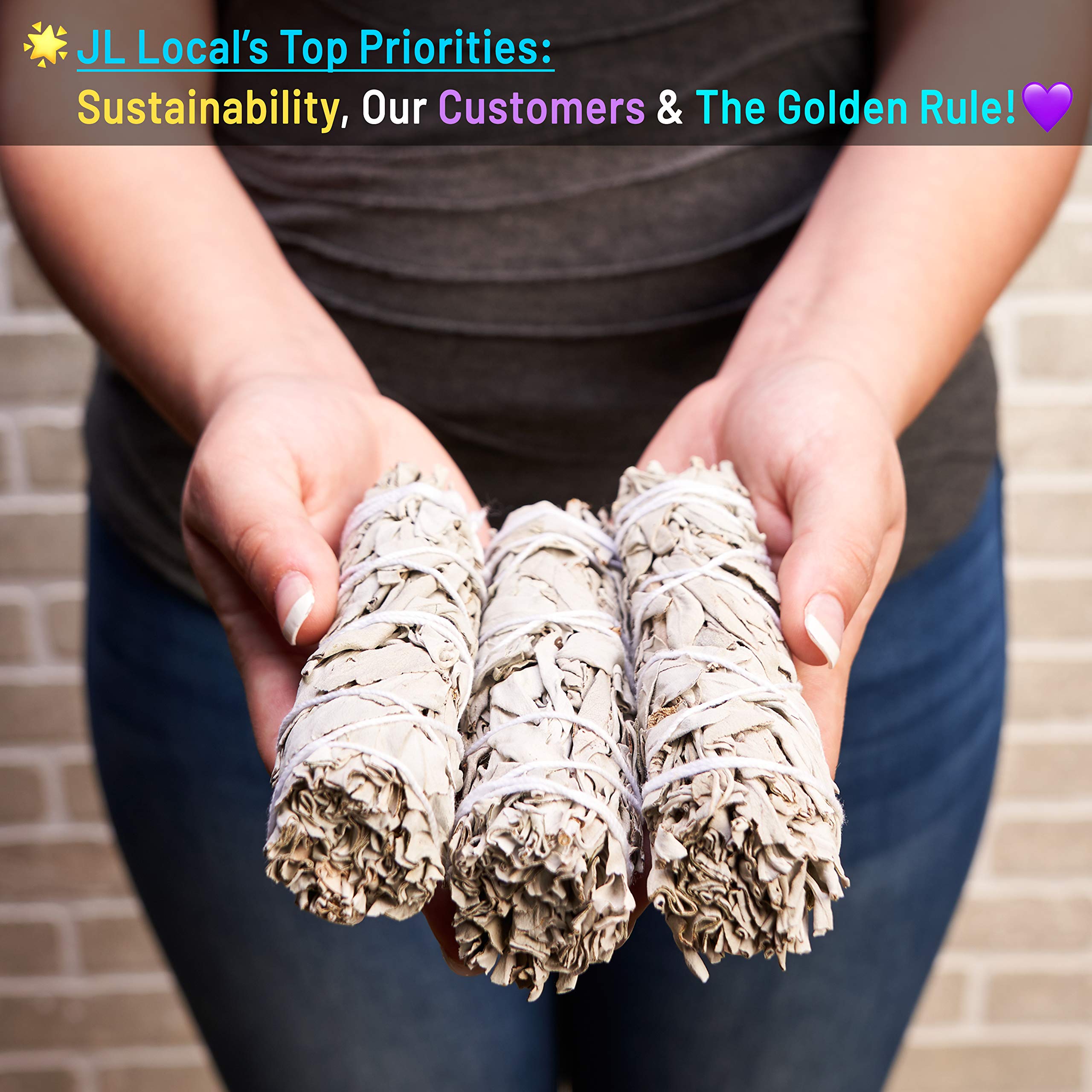 JL Local Wanderlust 9” White Sage Smudge Stick - Extra Large Smudging Wand Incense Stick for Cleansing, Purifying, Healing, Meditation, Yoga, Blessing (): 6 Pack
