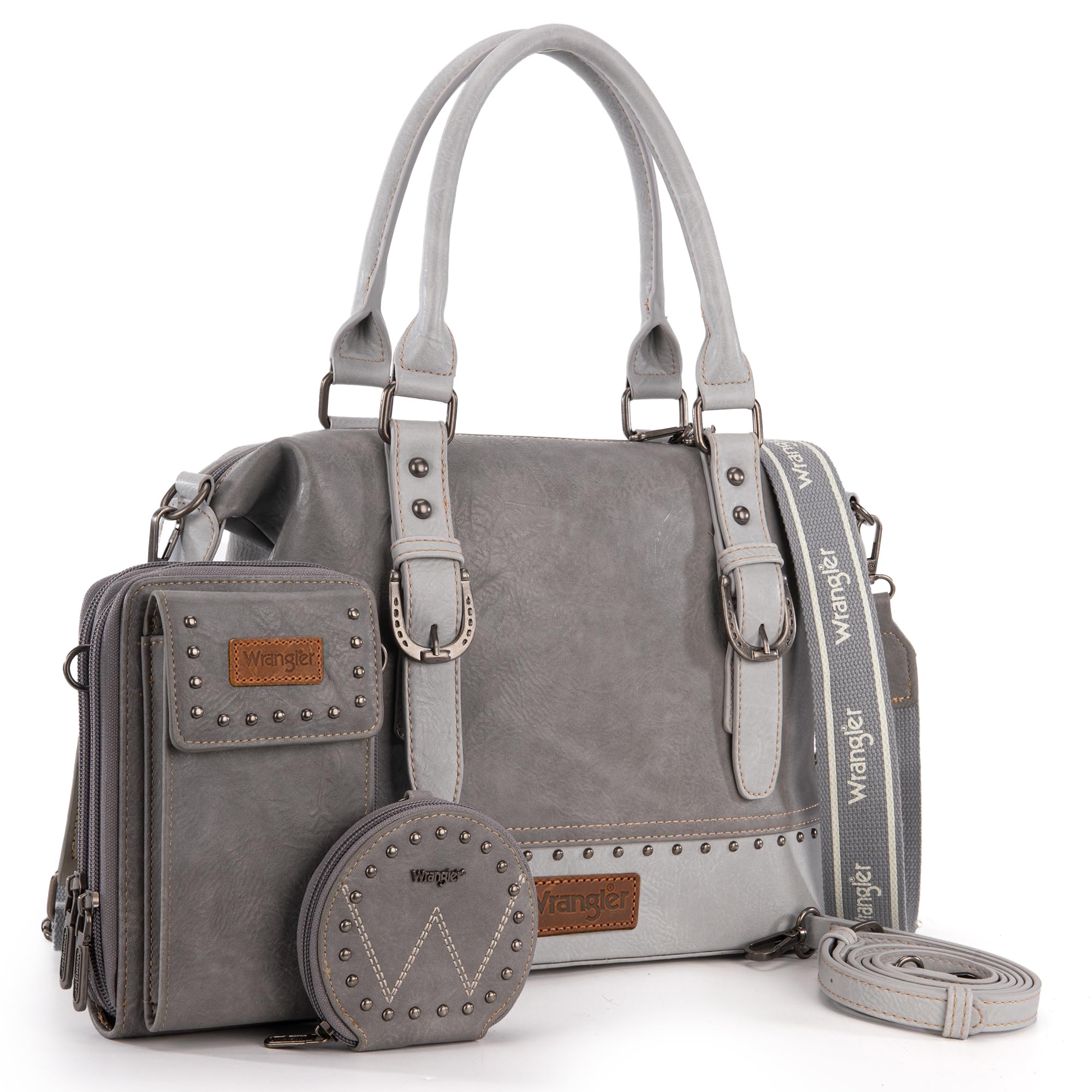 Wrangler 3Pcs Doctor Bag Sets for Women Top-handle Satchel Bag with Cell Phone Handbag and Coin Purse thumbnail 3