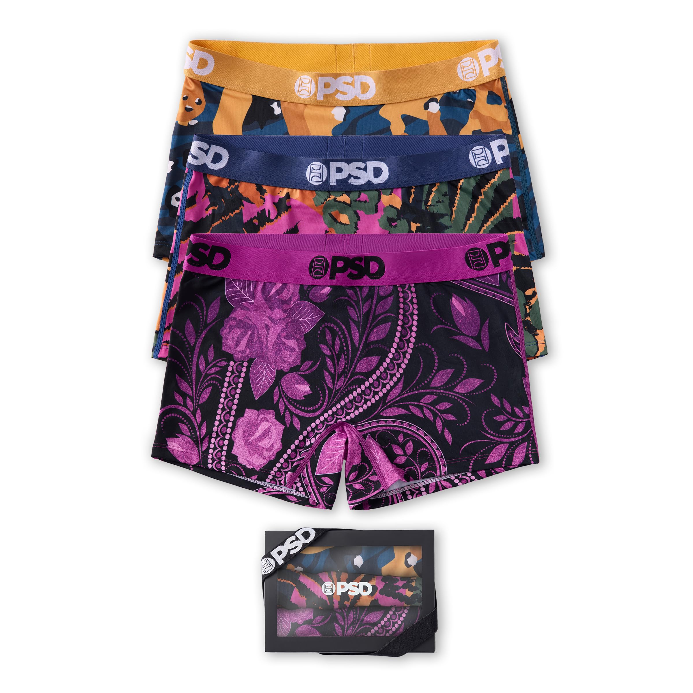 PSD Women's Basic Solid Boy Shorts - Full Coverage Women's Underwear - Comfortable Stretch Panties for Women: X-Large Holiday Mood 3-pack