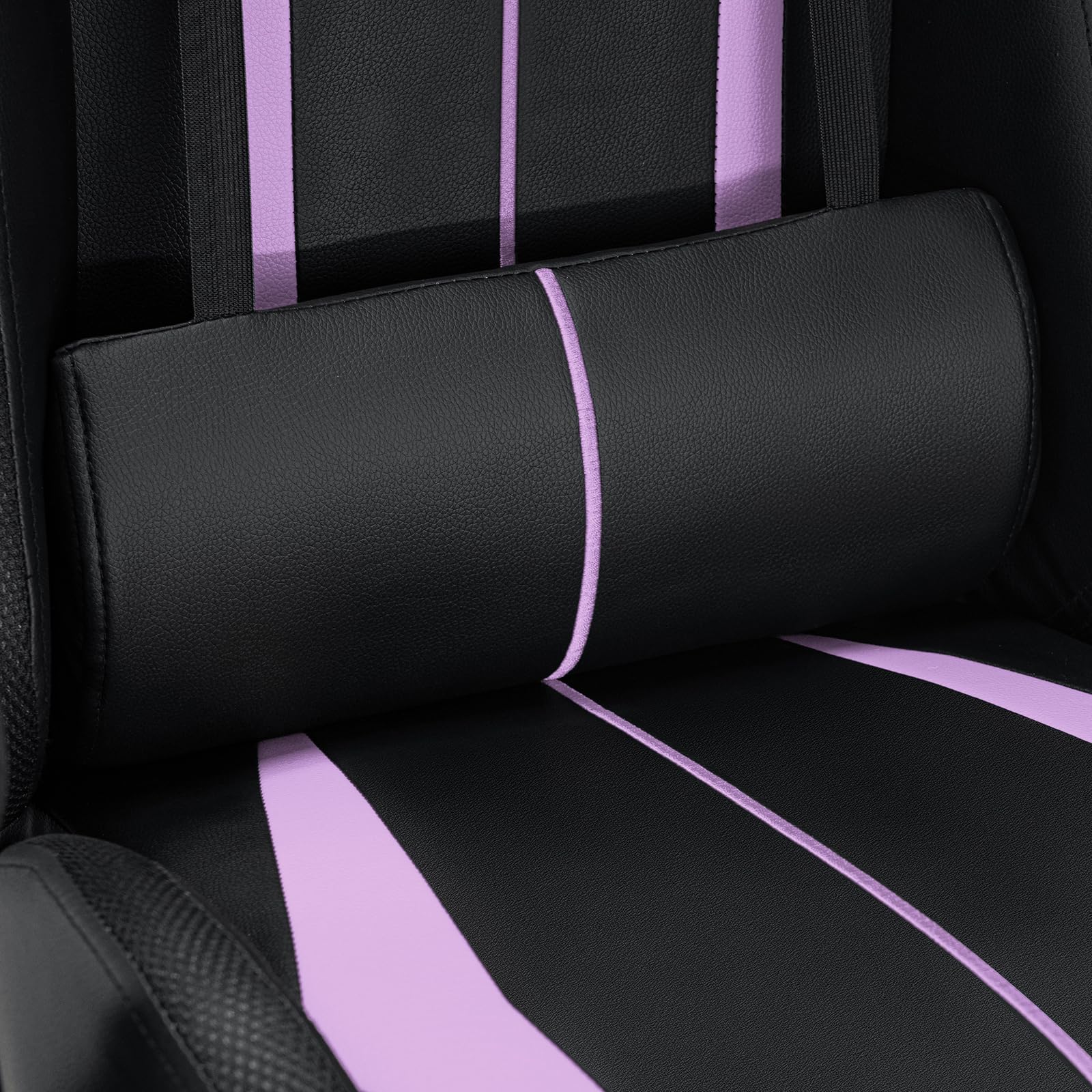 HOFFREE RGB Gaming Chair with Speakers Massage Computer Gaming Chair with LED Lights and Footrest High Back Video Game Chair for Adults Purple and Black