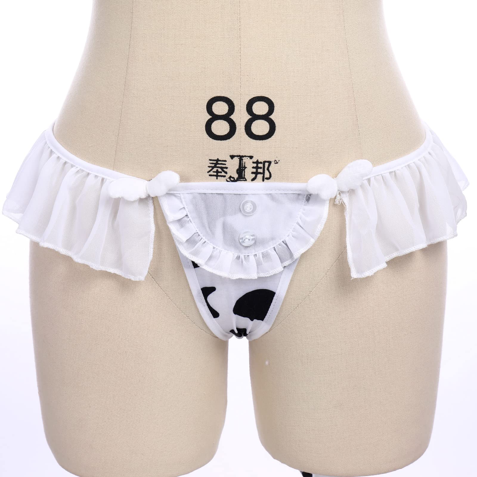 FYMNSI Women Sexy Milk Cow Lingerie Set Anime Maid Cosplay Costume Mini Bikini Bra Bodysuit with Bell Choker Stockings Outfit: One Size Z - Cow Maid Set