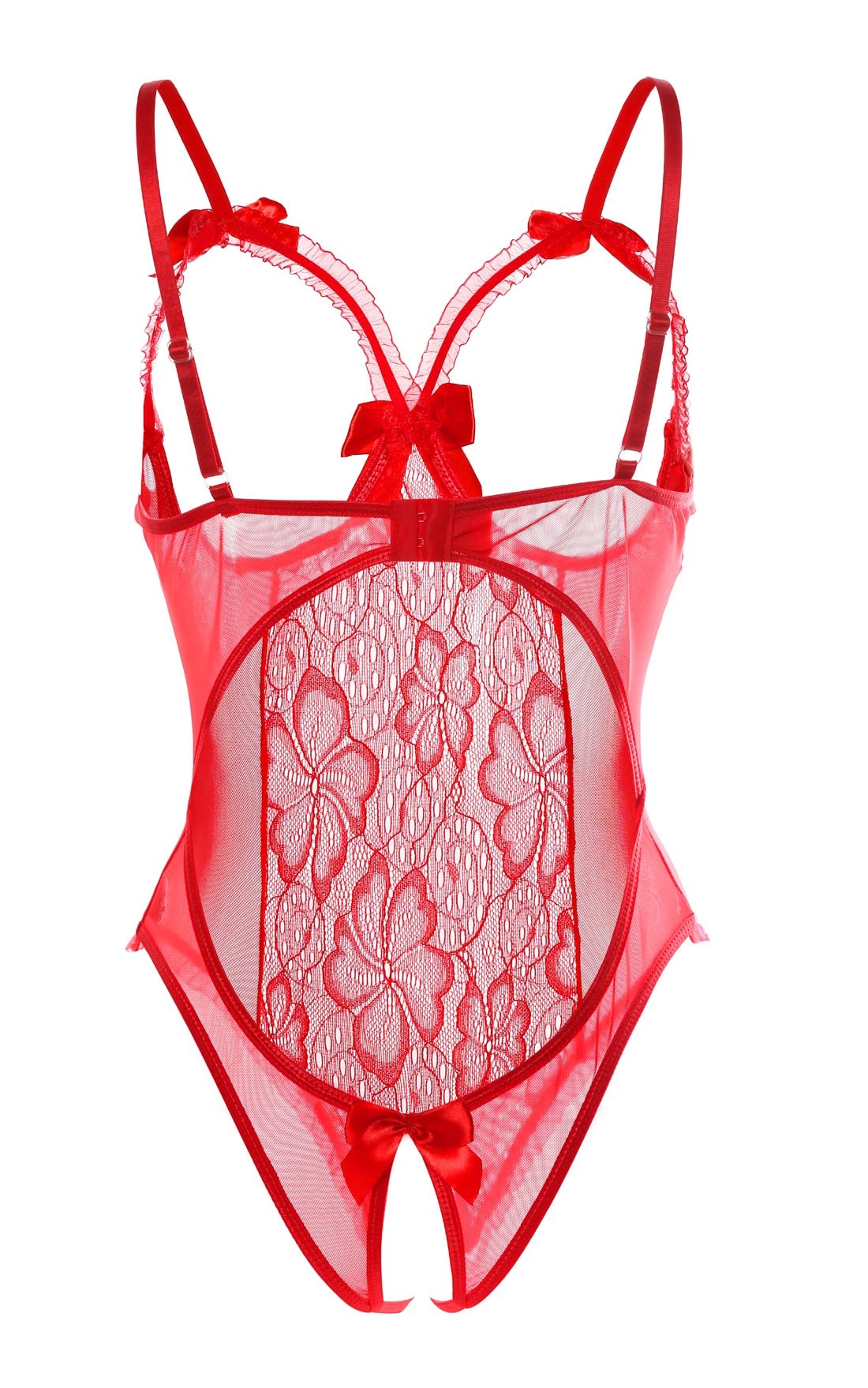 AIBINGGE Lingerie for Women Sexy Teddy One-Piece Lace Babydoll Bodysuit Nightie Plus Size: Medium Red