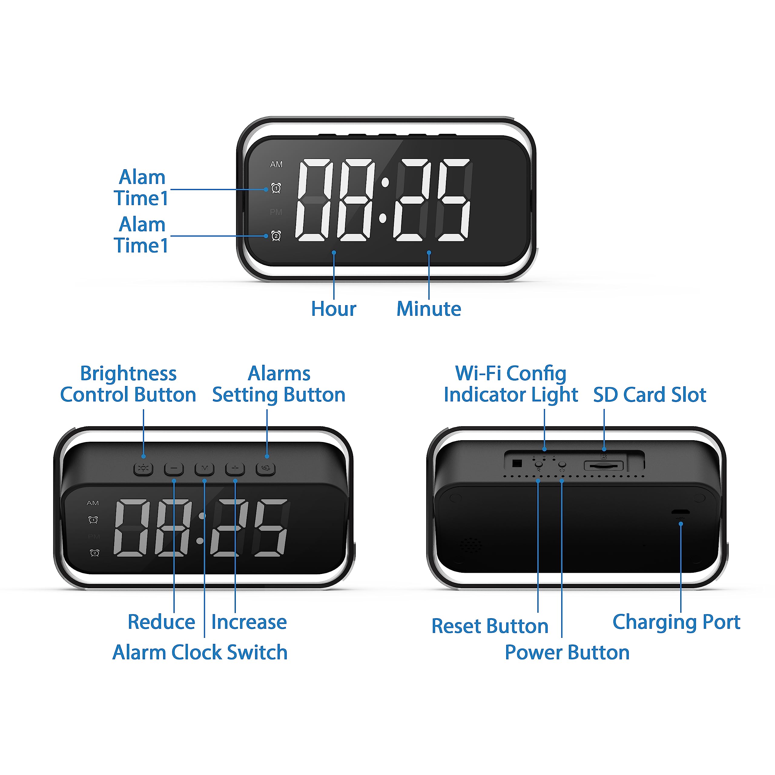 Wireless Security Camera for Home Security, 4K Nanny Cam with Two Sets of Alarm Clock Setting for Indoor Safety, HD Night Vision & Motion Detection Alerts, Security Recording with Mobile Phone App