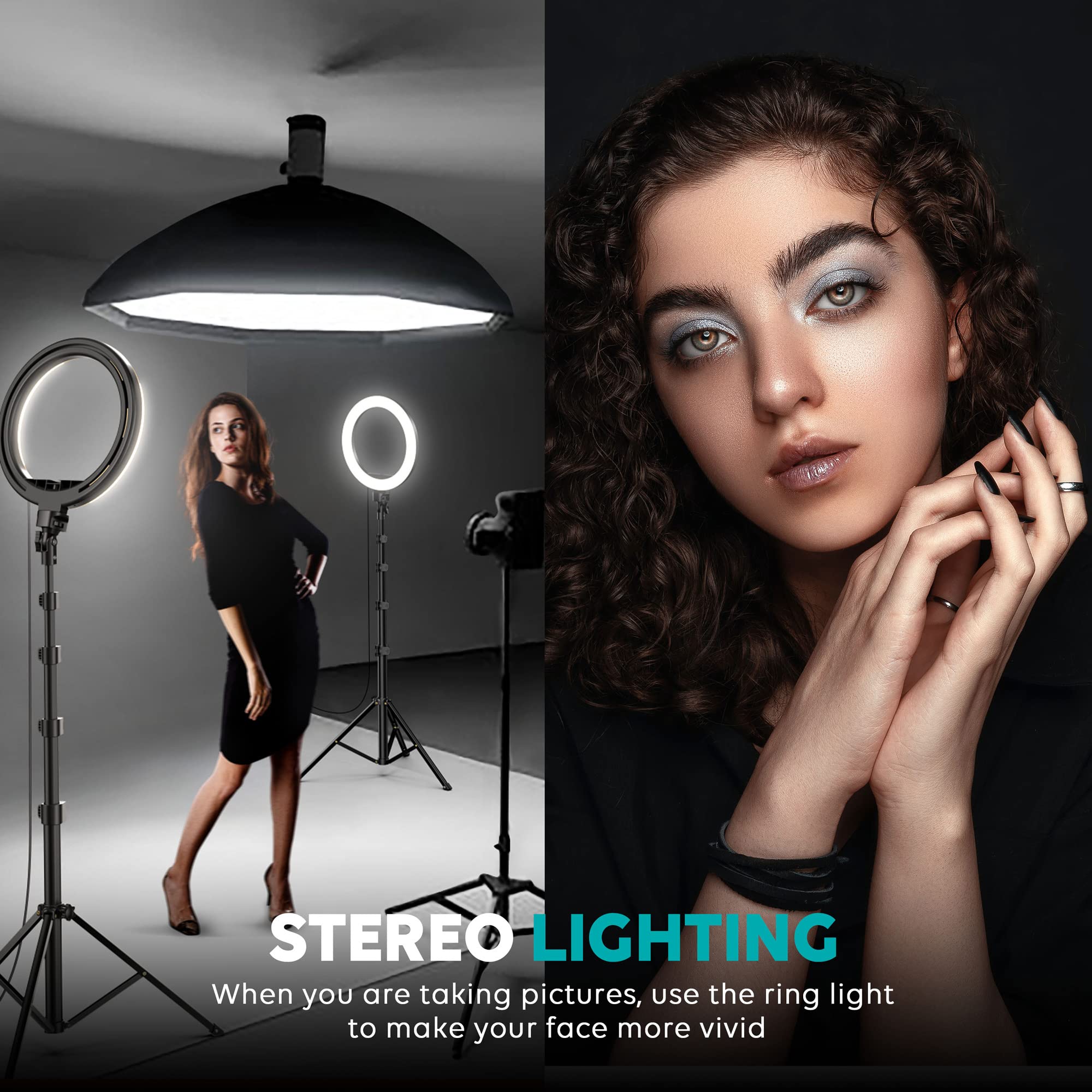 Weilisi 12" Selfie Ring Light with 63" Tripod Stand, Dimmable LED Ring Light with Phone Holder and Wireless Remote, [2-in-1] RGB & Selfie Stick for Photography/Makeup/Live Stream/YouTube: 10&apos;&apos;