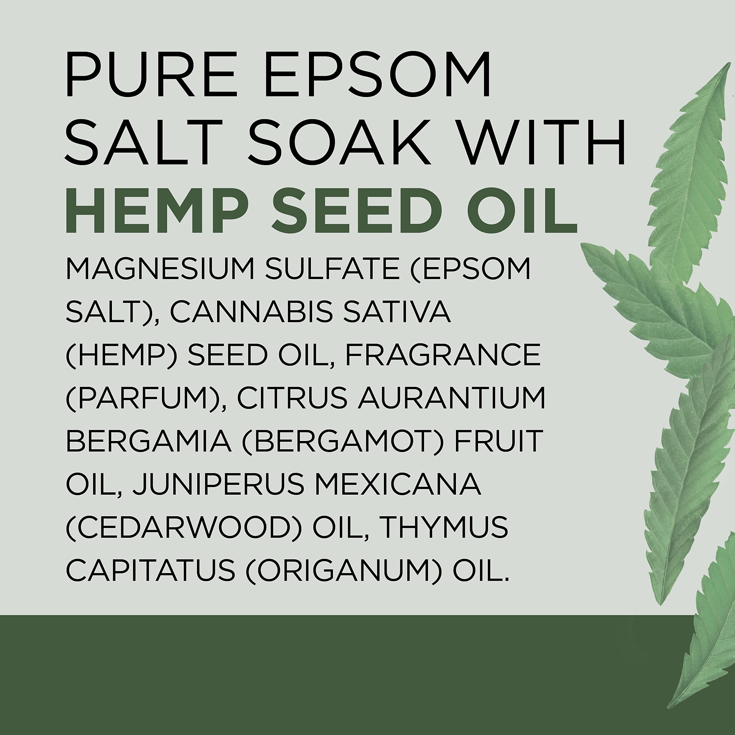 Dr Teal's Epsom Salt Magnesium Soak, Cannabis Sativa Hemp Seed Oil, 3 lbs (Pack of 4)
