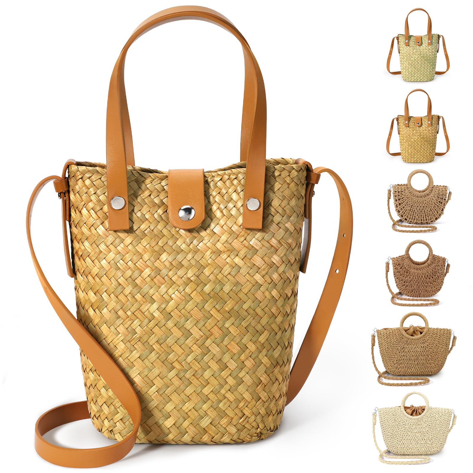 EIMMBD Straw Bags for Women Straw Clutch Purses Beach Crossbody Tote Bags Handbag