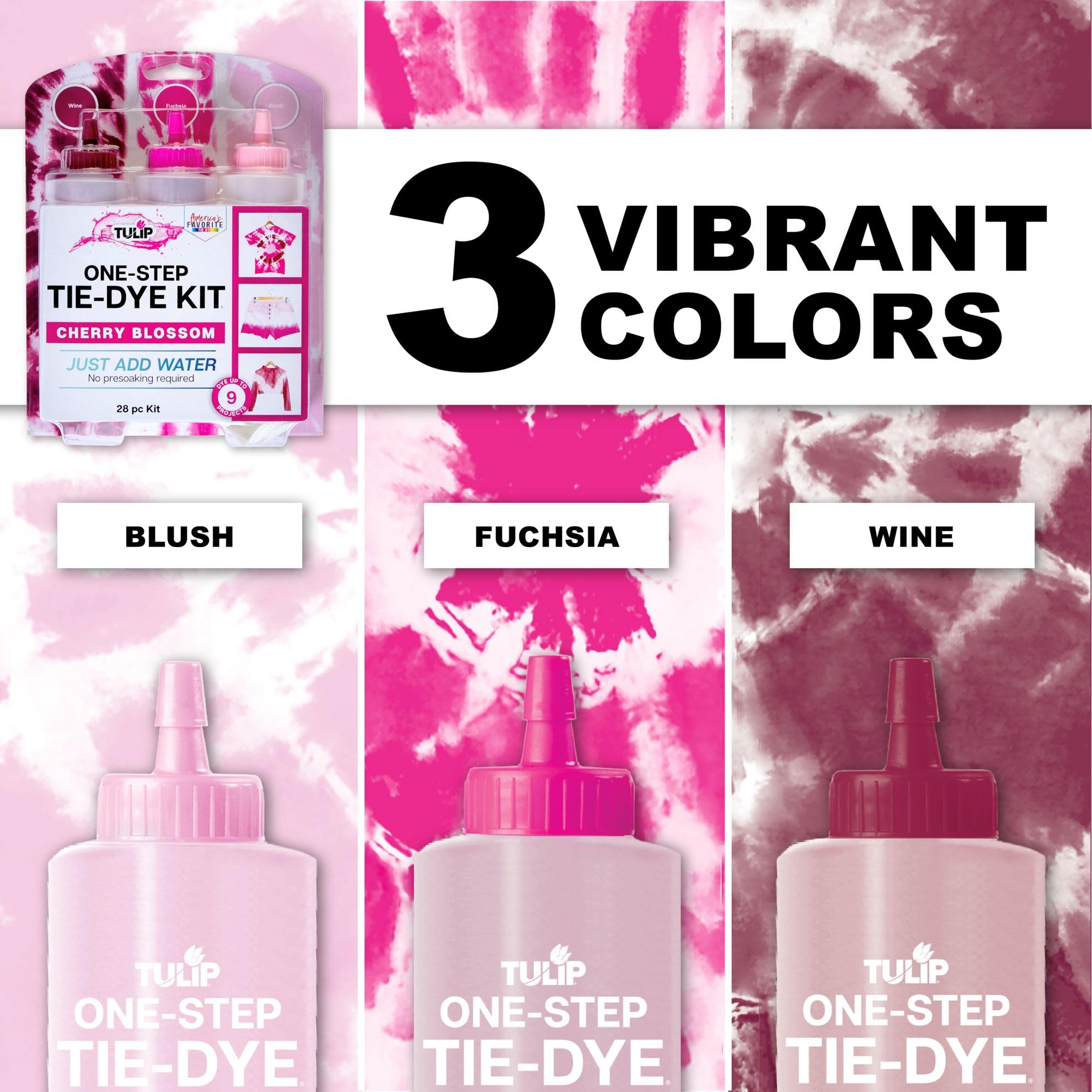 Tulip One-Step Tie-Dye 3-Color Kit Cherry: Blossom
