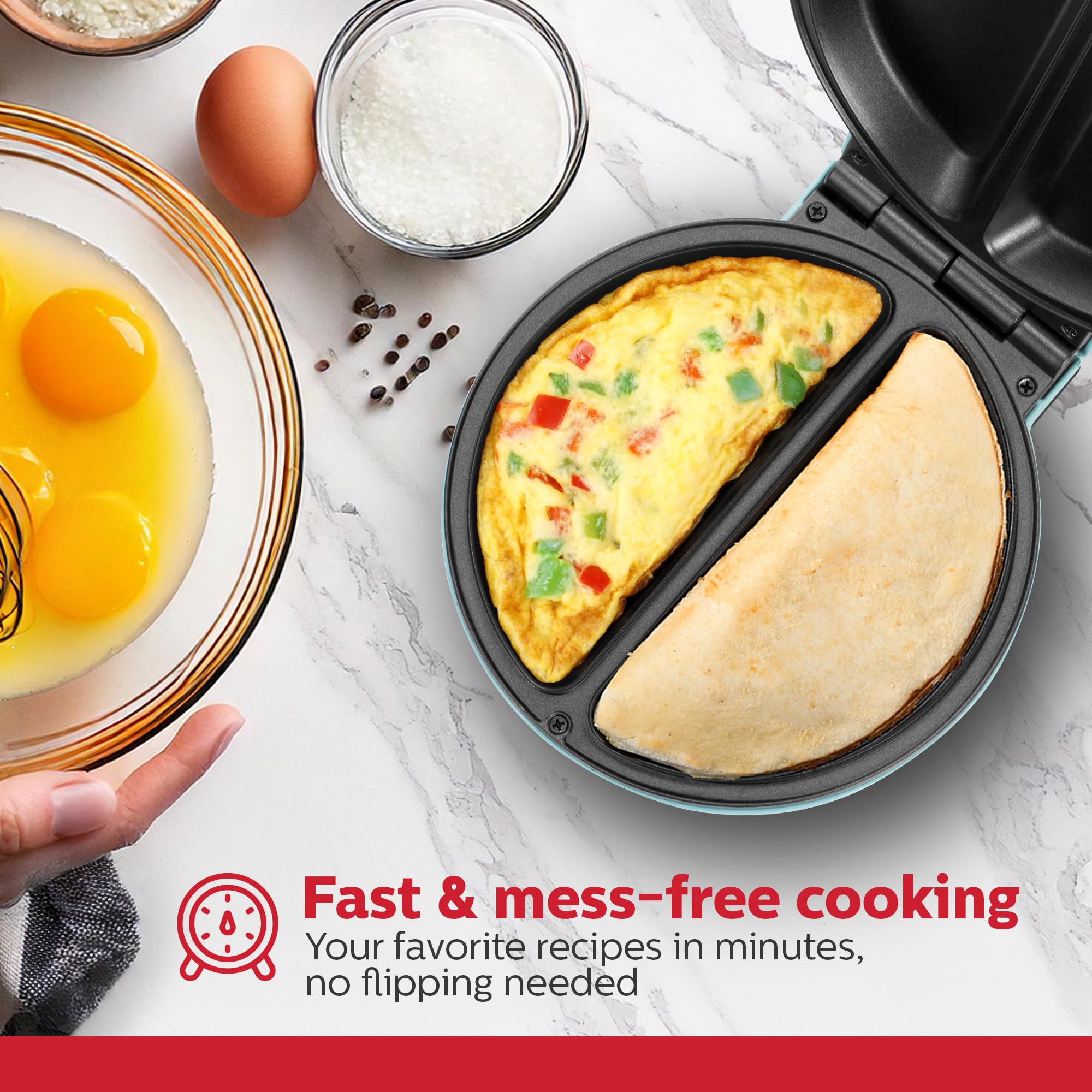 Holstein Housewares - Non-Stick Omelet & Frittata Maker, Yellow/Stainless Steel - Makes 2 Individual Portions Quick & Easy: 2 Section Mint