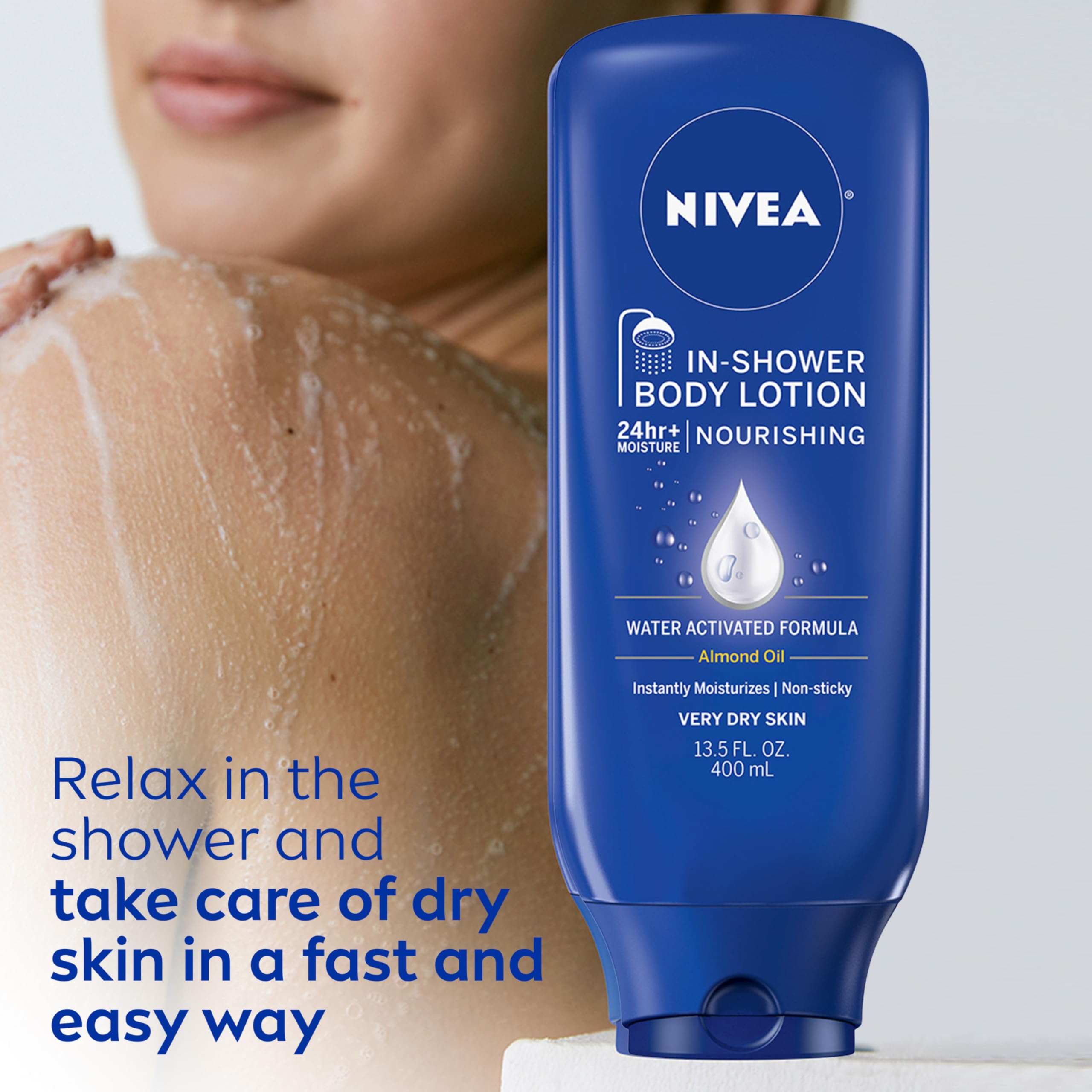 NIVEA Nourishing In Shower Lotion, Body Lotion for Dry Skin, 13.5 Fl Oz Bottle: 13.5 Fl Oz (Pack of 1)