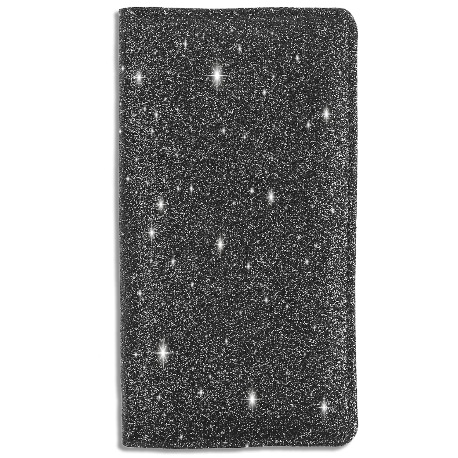 Sanlykate Glitter Checkbook Cover for Girl Women, RFID Blocking PU Leather Standard Register Check Book Case With Pen Inserts & Free Divider, Black: Black Simple Style