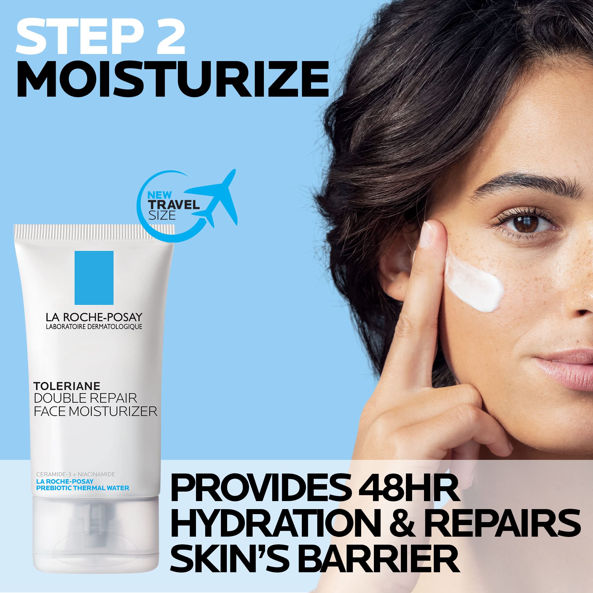 La Roche-Posay Toleriane Hydrating Gentle Face Cleanser, Hydrating Facial Cleanser With Niacinamide + Ceramides, Daily Face Wash For Dry Skin To Normal Skin, Sensitive Skin Tested, Fragrance Free: 14.87 Fl Oz (Bottle + Moisturizer)
