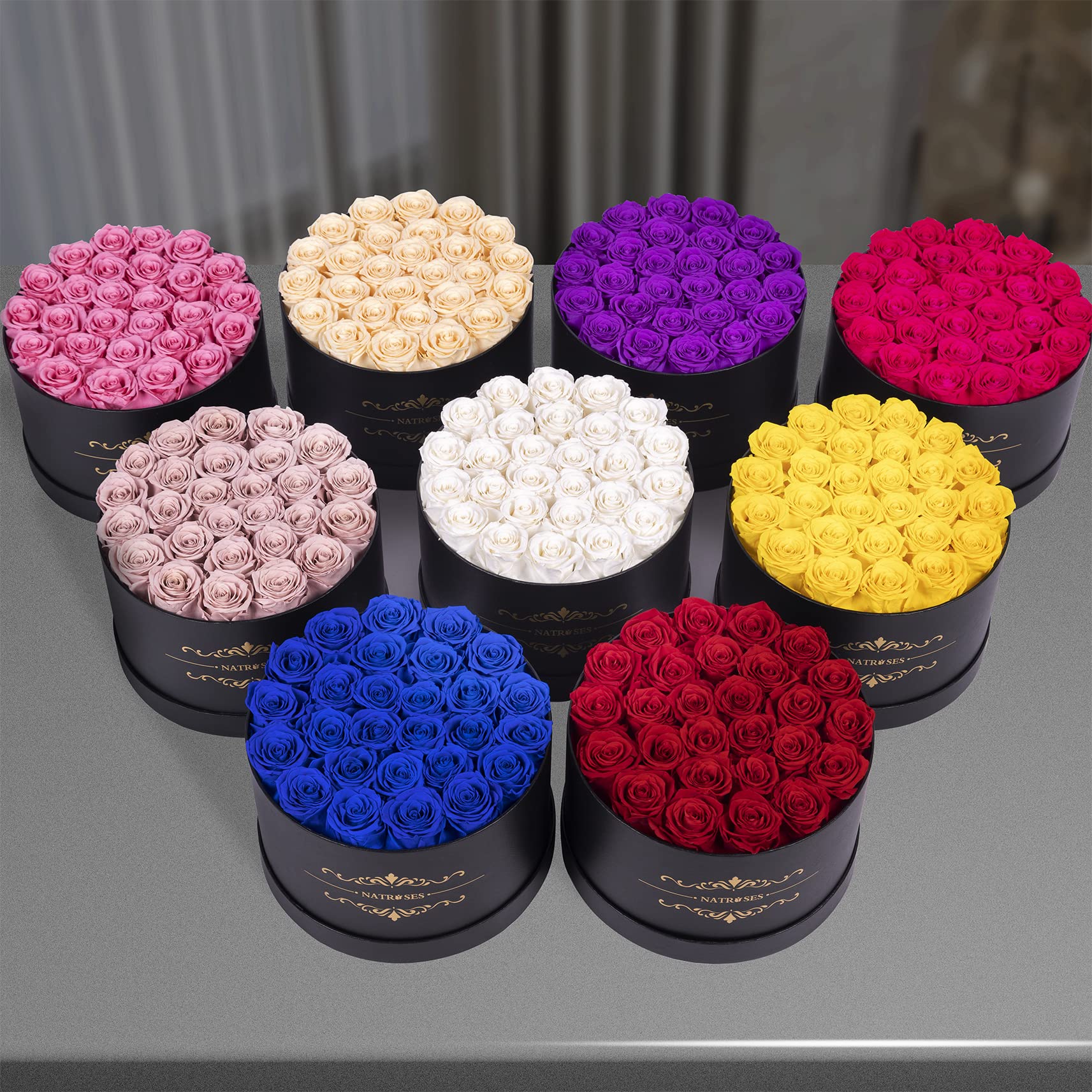 NATROSES 27 Piece Forever Preserved Roses in a Box, Preserved Flowers for Delivery Birthday, Flowers Gifts for Mothers Day, Dusty Pink: Black 27 Roses