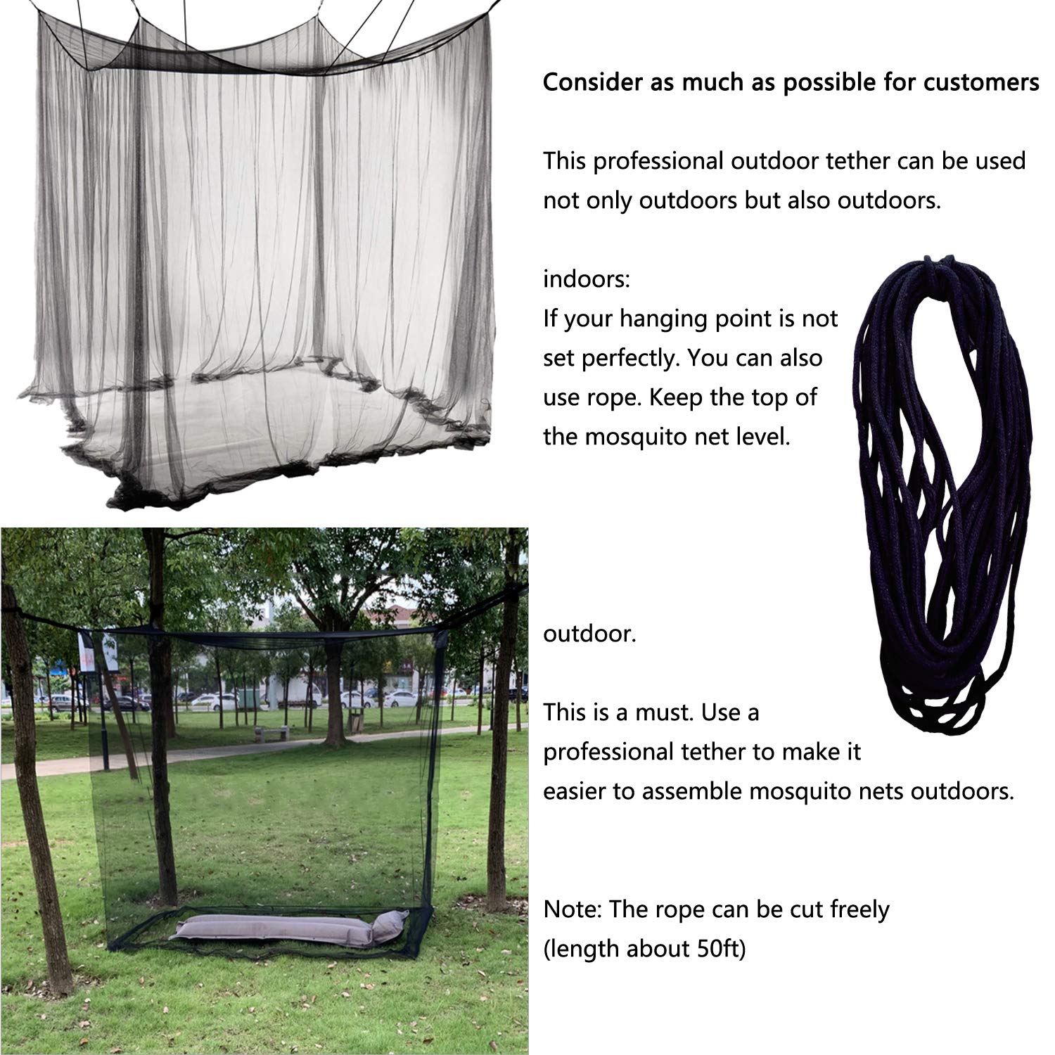 Bed Canopy with LED Star Lights, Canopy Bed Curtain with RGB Color Changing String Lights with Smart App Control Remote for Princess Girls Bedroom, Suggested for Twin Full Queen King Bed: Black