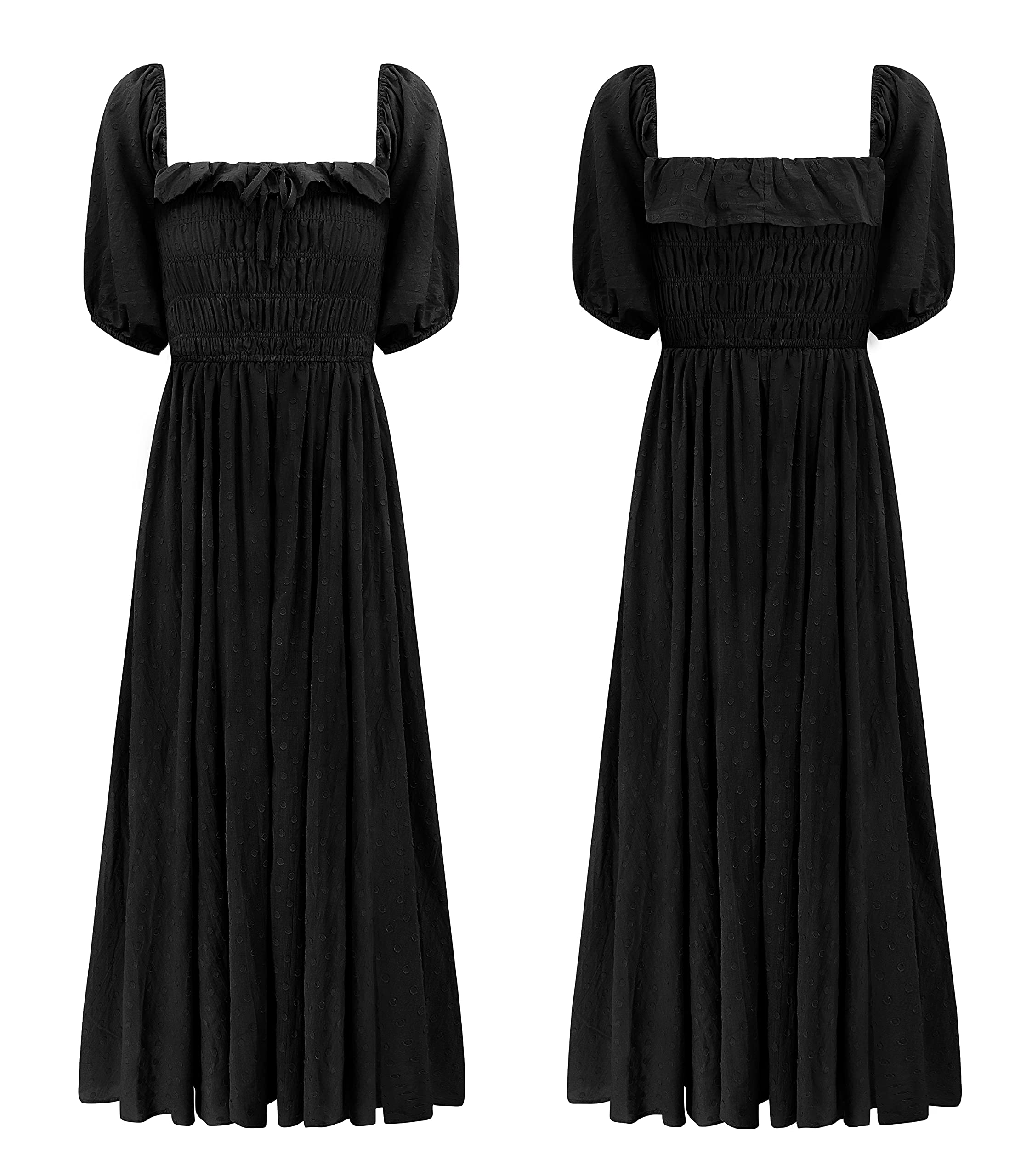R.Vivimos Vintage A Line Ruffled Dresses: Medium Black-1