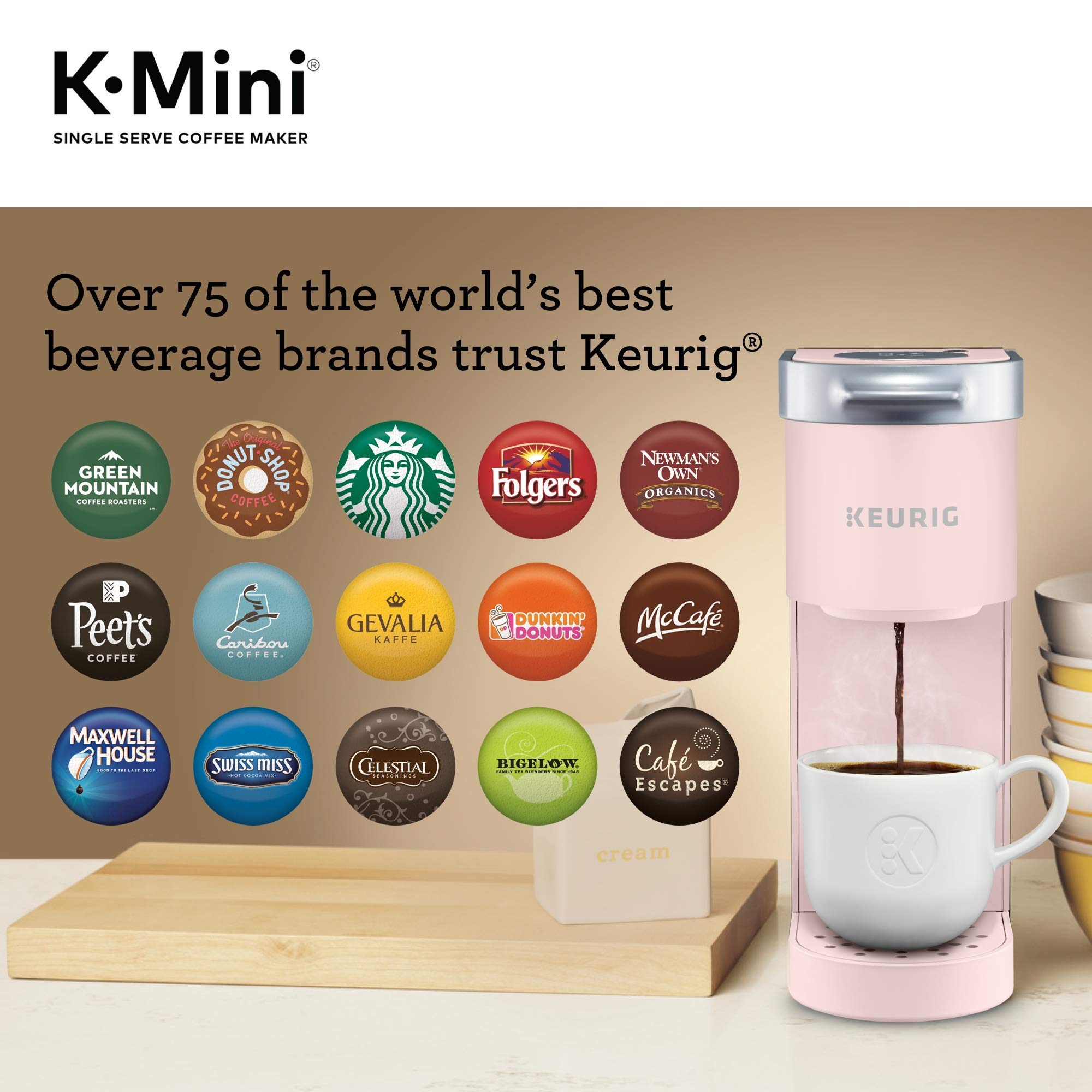 Keurig K-Mini Single Serve K-Cup Pod Coffee Maker, 6 to 12oz Brew size, with Cord Storage, Perfect for Small Spaces,: Dusty Rose