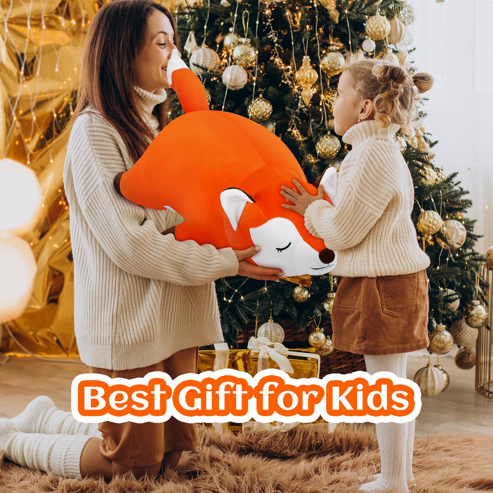 Auspicious beginning 30''  Stuffed Animal Plush Pillow, Huskies Anime Body Pillow, Kawaii Stuff Animal Plush Toy, Big Plushie Stuffed Dog Giant Plush Throw Pillow Gifts for Boys Girls: Orange Fox
