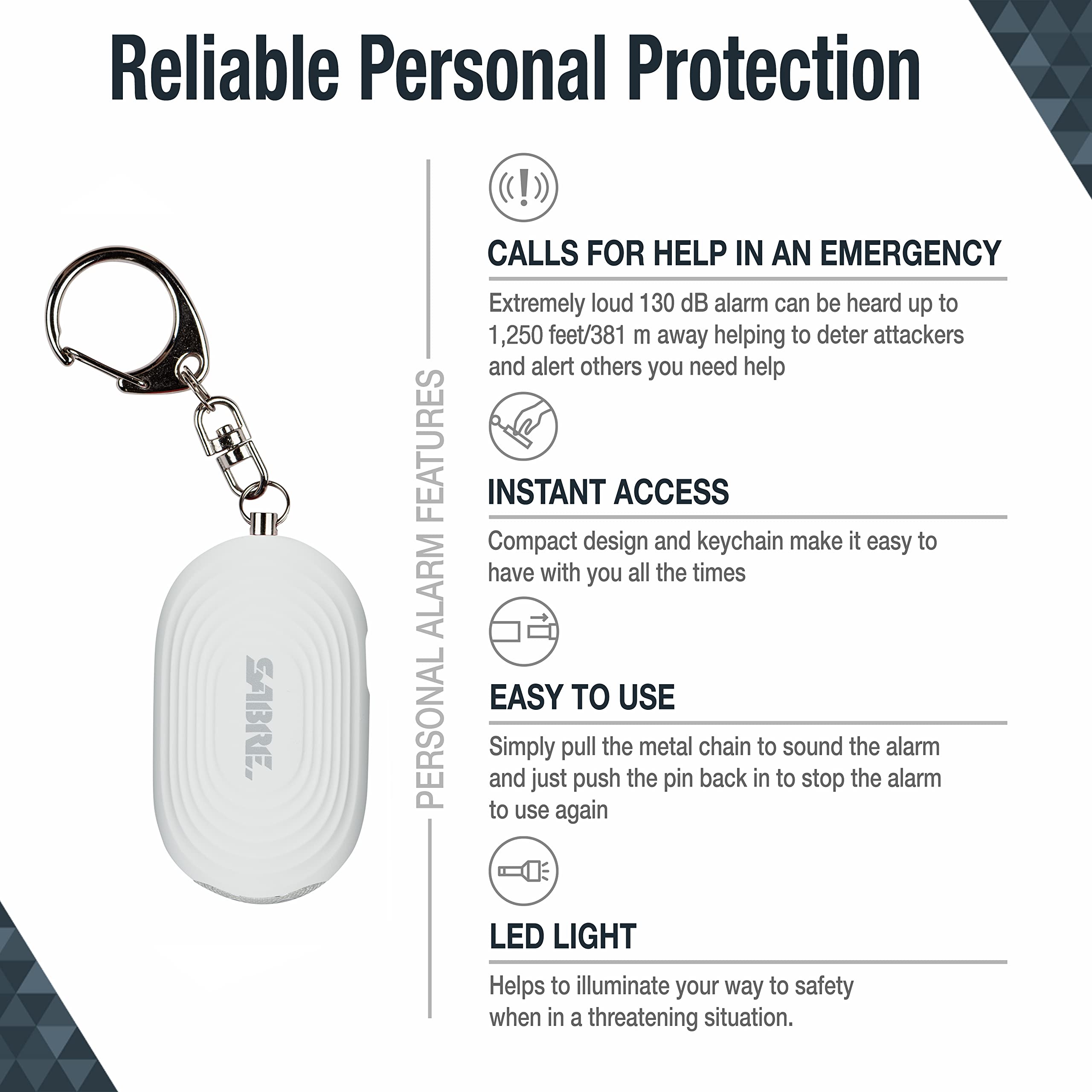 SABRE Personal Safety Kit with Pepper Spray and 2-in-1 Personal Alarm with LED Light, 0.54 fl oz, 25 Bursts,130dB Alarm, Audible Up to 1,250 Feet thumbnail 3