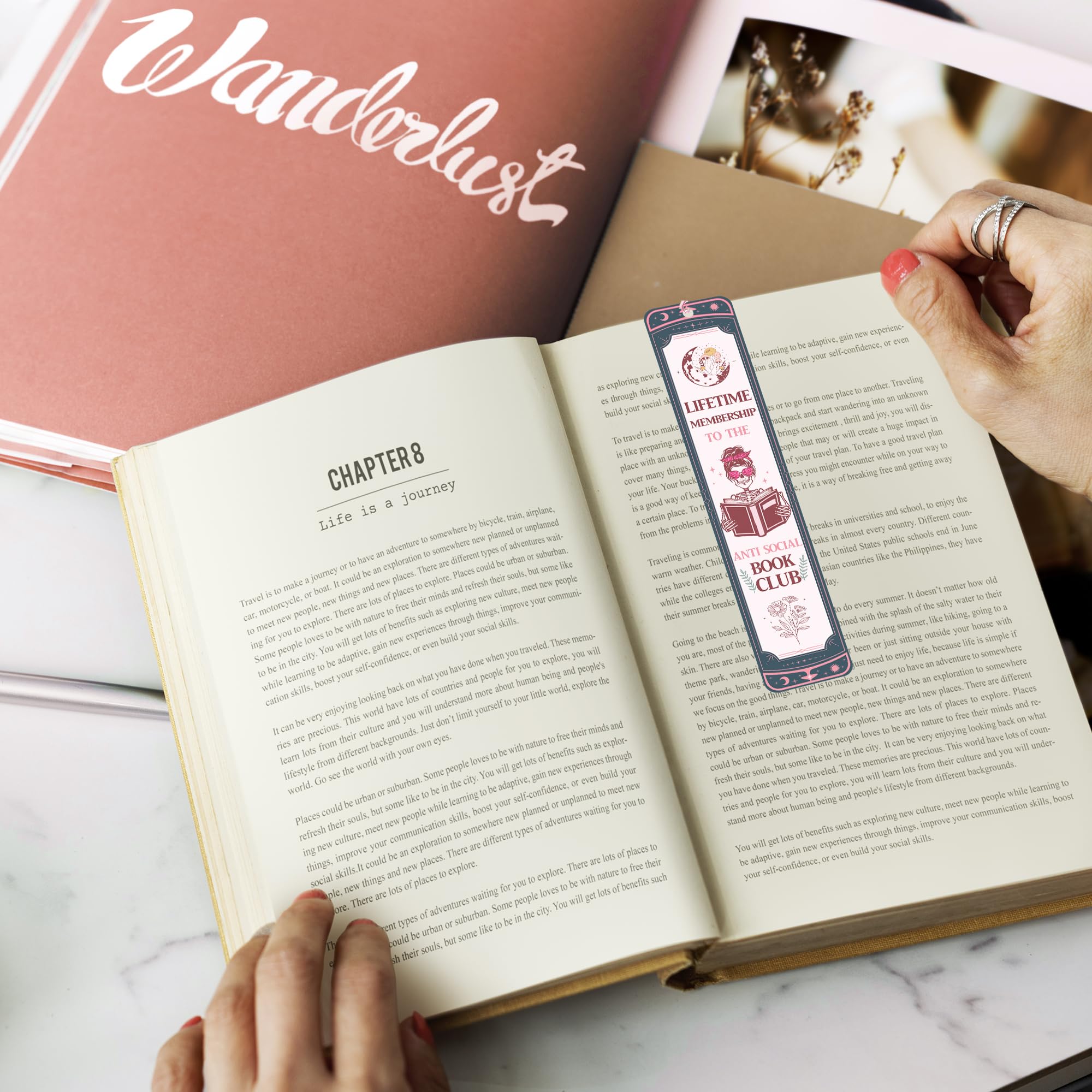 Anti Social Book Club Bookmark: Vintage Aesthetic Metal Bookmarks with Tassel, Funny Book Mark Page Markers for Book Lovers, Gifts for Women Girls Teens Readers Bookish School Office Supplies: Anti Social Club