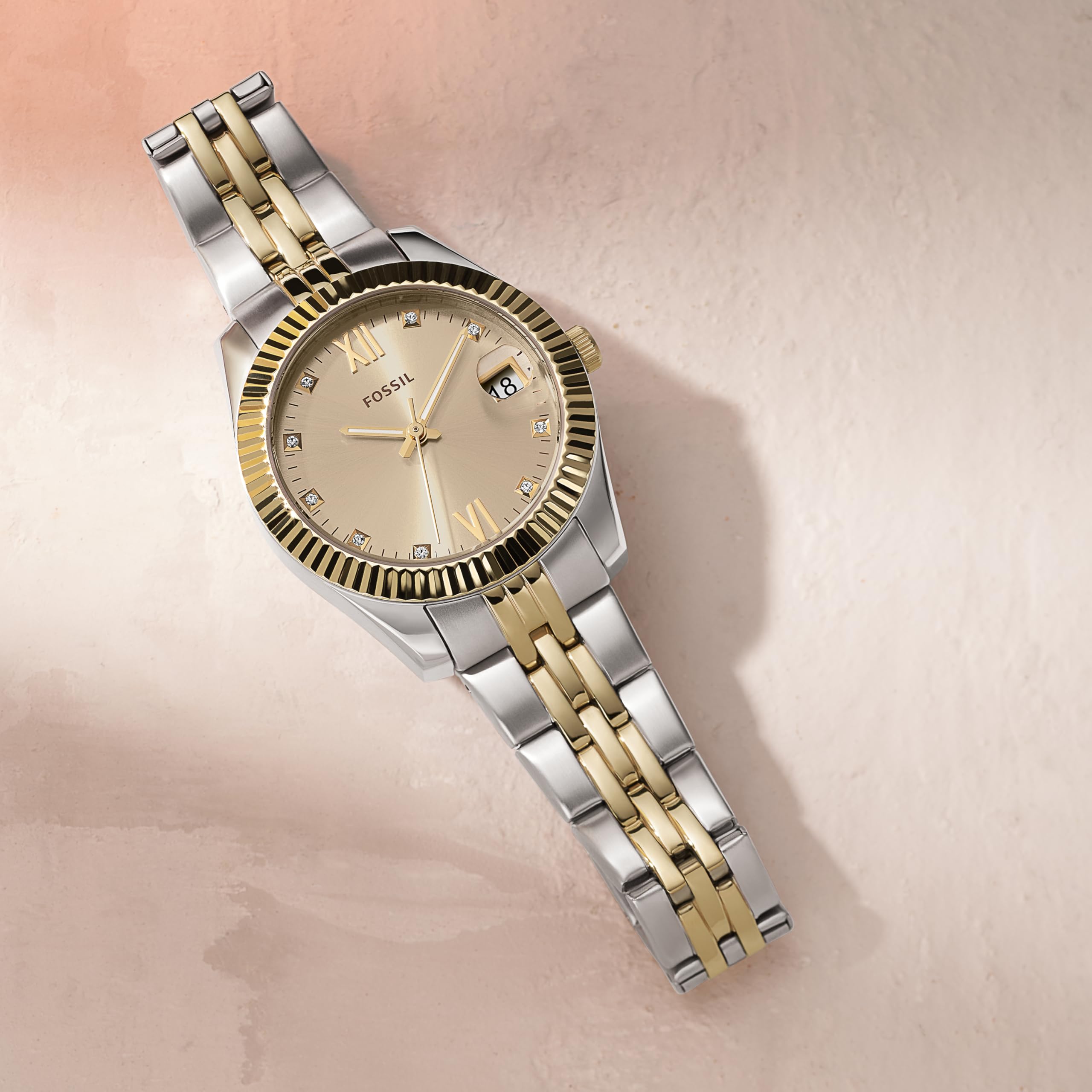 Fossil Women's Scarlette Mini Quartz Stainless Steel Three-Hand Watch, Color: Gold/Silver (Model: ES4949) thumbnail 6