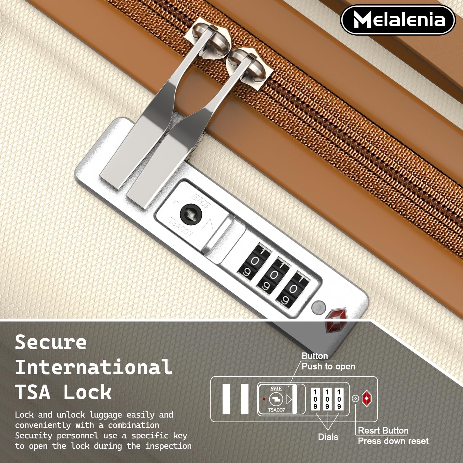 Melalenia Luggage Sets 7 Piece Hard Shell Carry on Suitcase with Spinner Wheels and TSA Lock, Lightweight Travel Duffel Bag for Women, Beige Brown: 7 Piece Set(DB/TB) Beige Brown
