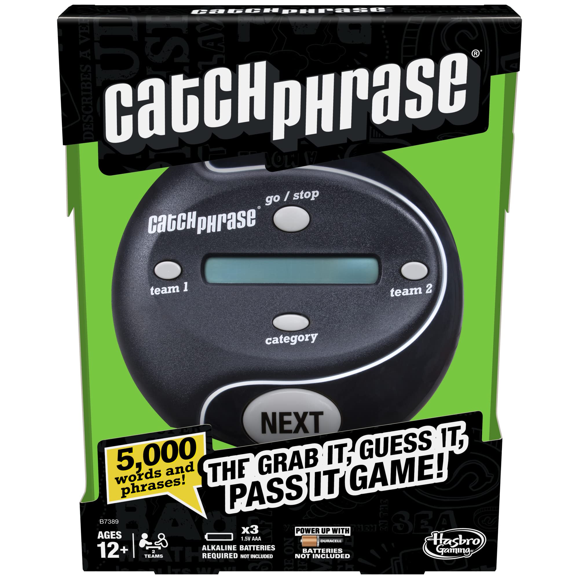 Hasbro Gaming Catch Phrase Electronic Game | Fun Active Handheld Party Games for Adults, Teens, and Kids | 4 or More Players, 2 Teams | Portable Summer Travel Activities | Ages 12+ (Amazon Exclusive)
