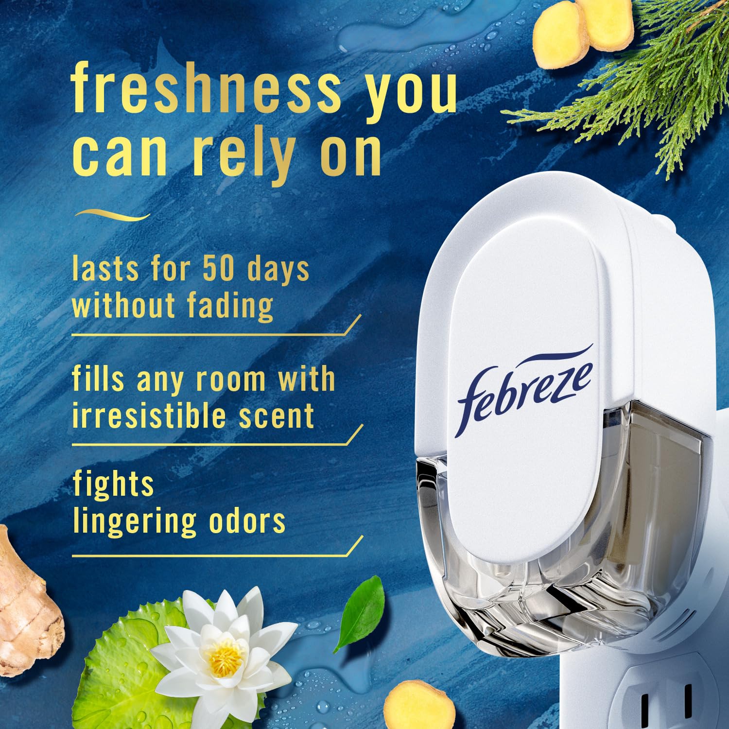 Febreze Plug In Air Freshener, Odor-Fighting Scented Oil Refill, Air Fresheners for Home and Bathroom and Kitchen, Long Lasting for Strong Odors, Linen & Sky Scent, 0.87oz Refills, 3 Count (Pack of 1) 0.87 Fl Oz (Pack of 3) Linen & Sky: 0.58 Fl Oz (Pack of 3) Ocean
