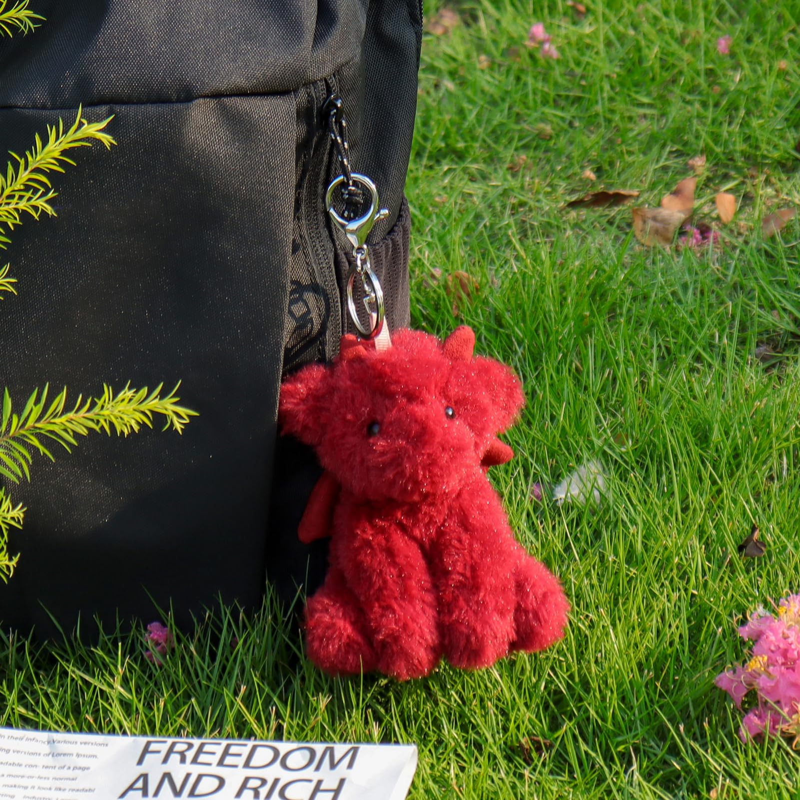 Apricot Lamb Cute Toys Plush Red Dragon Dinosaur Stuffed Animal Soft Keychain for Kids Bag, Purse, Backpack, Handbag (Red Dragon，4.7 Inches)