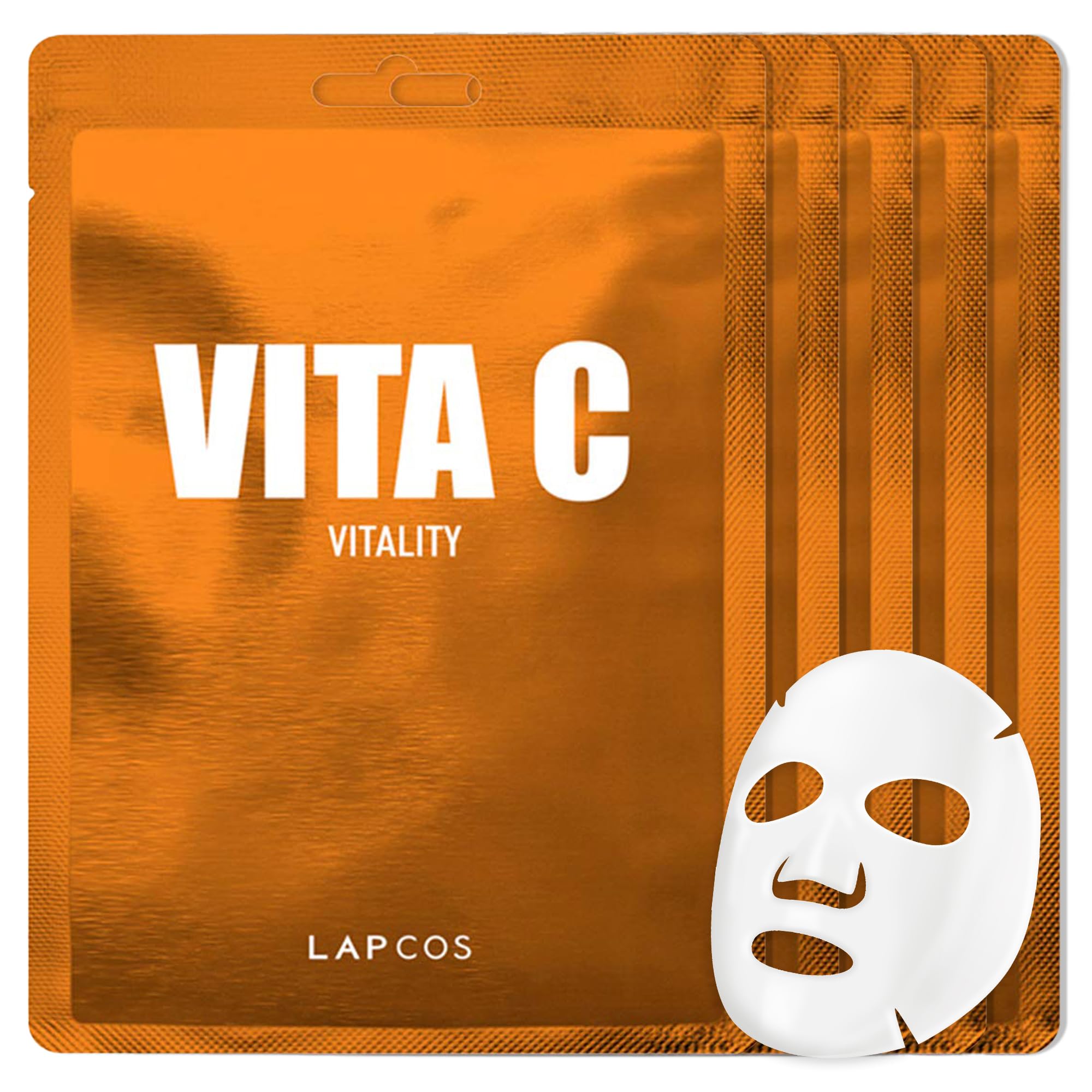 LAPCOS  Sheet Mask, Daily Face Mask with Probiotics to Clarify Skin, Korean Beauty Favorite, 5-Pack: Vita C