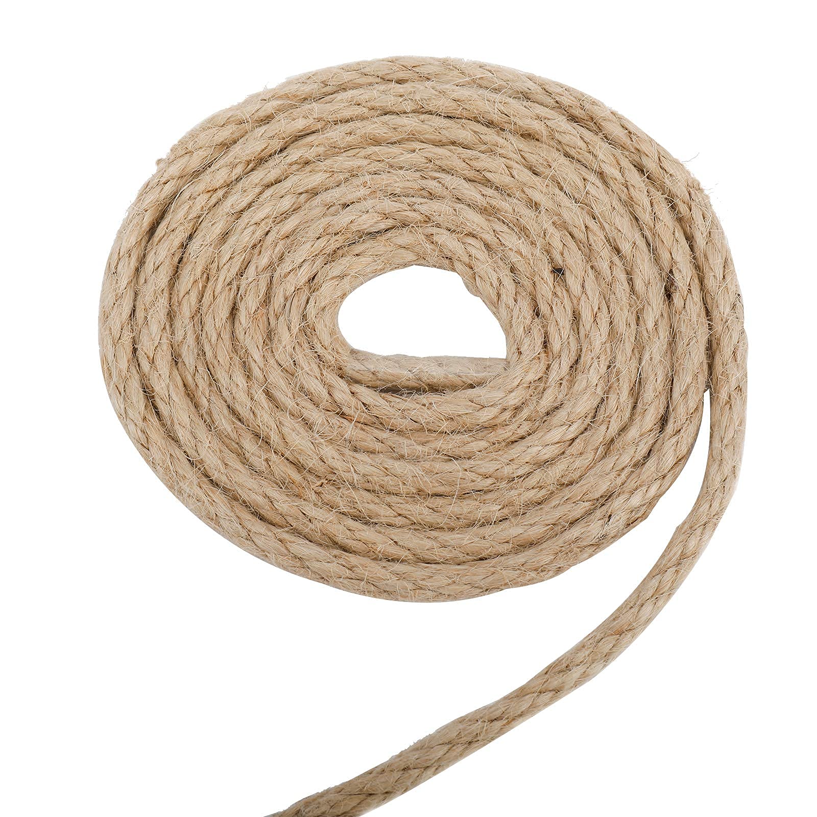 PetierWeit Natural Jute Twine Hemp Rope 164 Feet 6mm(1/4 Inch) Hemp Rope Soft Durable Rope Without Nasty Chemical Smell Excellent for Ribbon Wrap and Other Crafts Accessory: 164FT 6mm