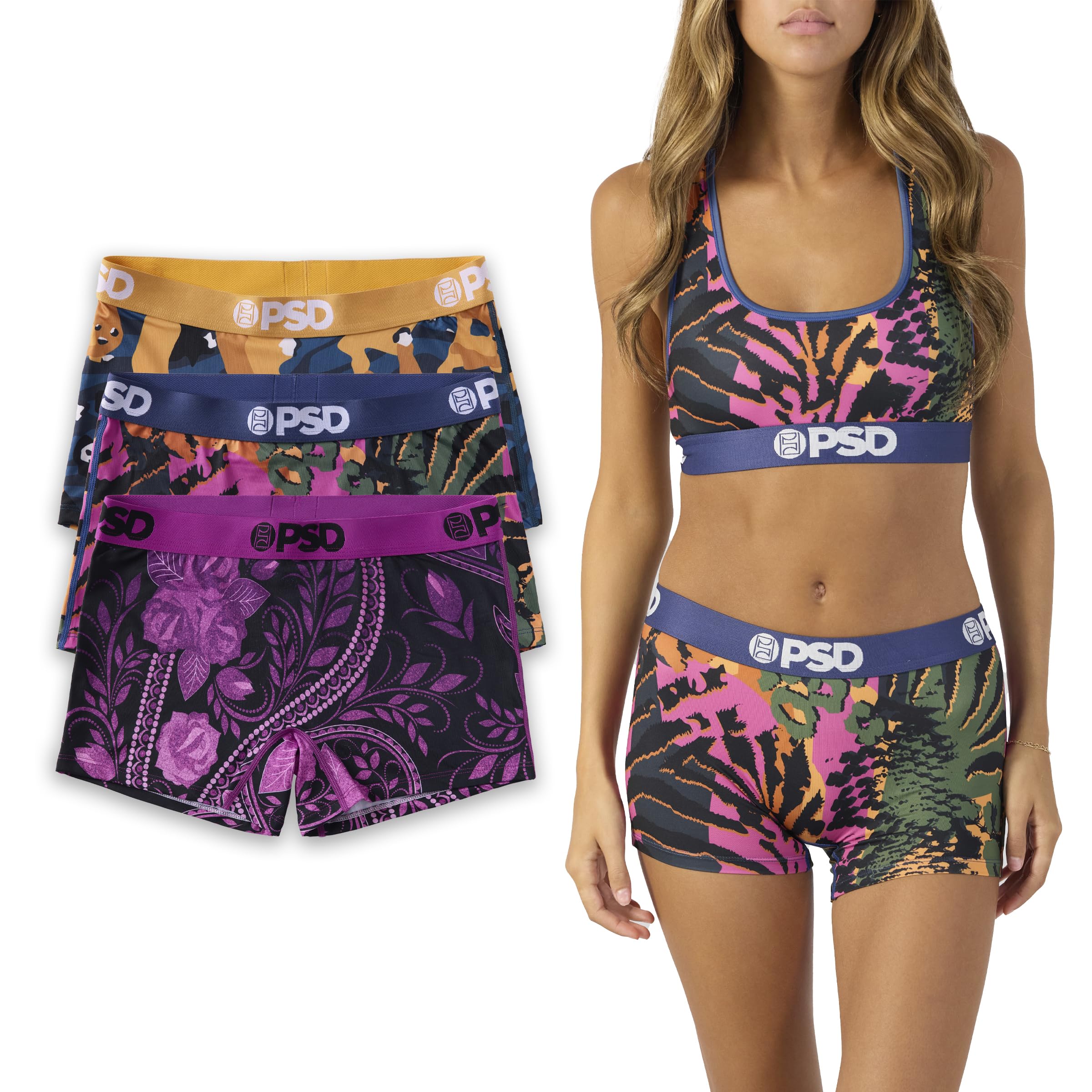 PSD Women's Basic Solid Boy Shorts - Full Coverage Women's Underwear - Comfortable Stretch Panties for Women: X-Large Holiday Mood 3-pack