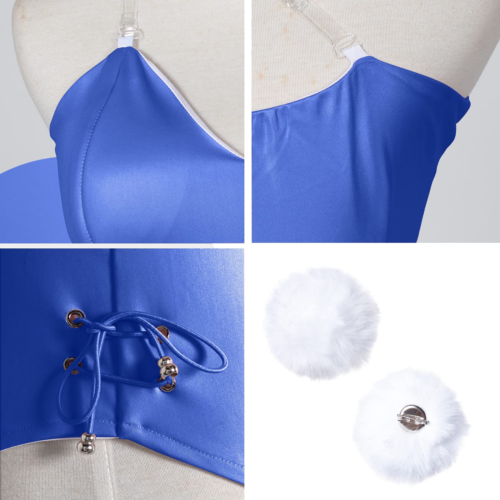 Womens Bunny Costume Girl Suit Senpai Cosplay Anime Role Costume One Piece Bodysuit Stockings Set: X-Large Blue-removable Padded