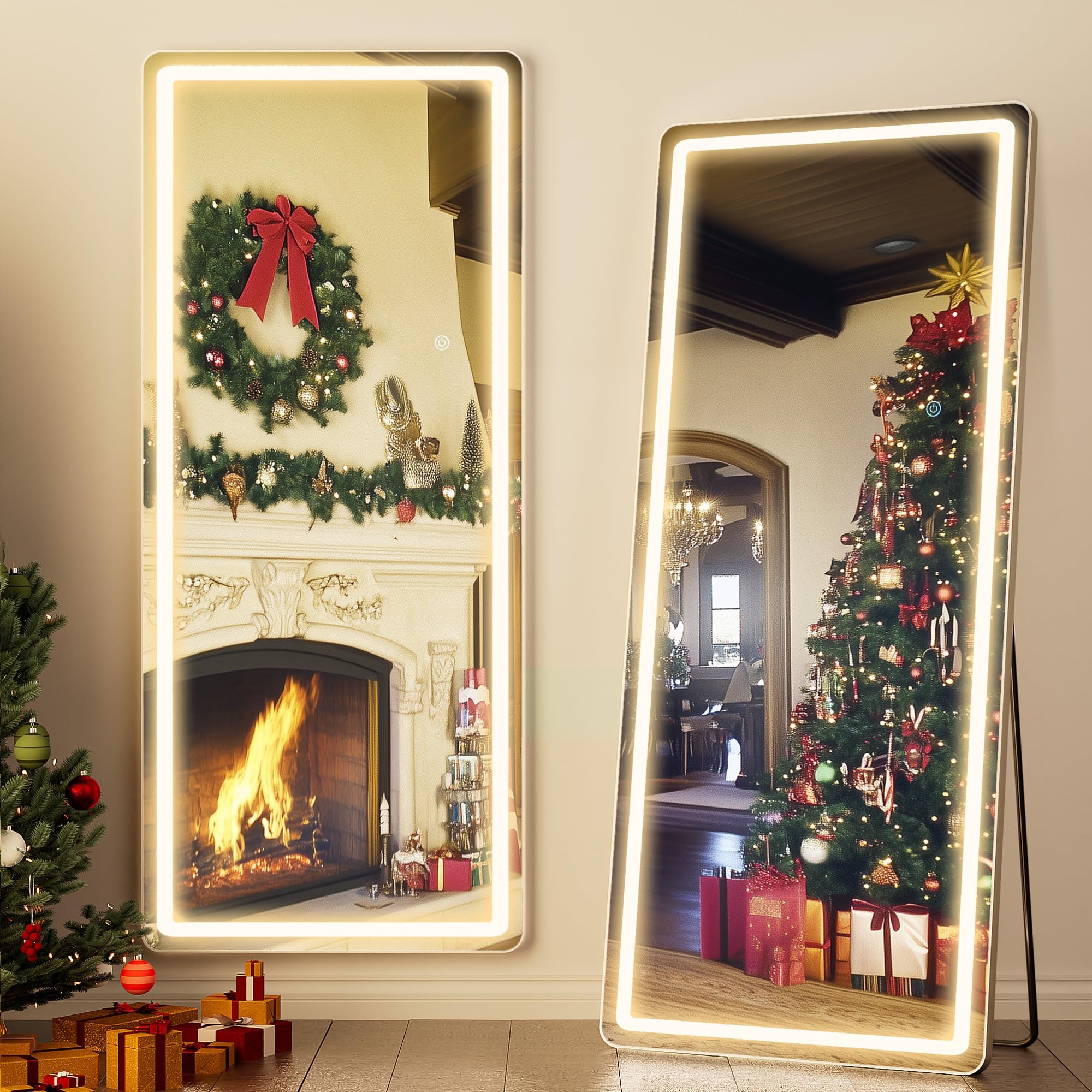 Antok LED Full Length Mirror, 71" x 28" Lighted Floor Standing LED Mirror Full Length,Hanging Mirrors with Stand Free Standing Floor Mirrors for Bedroom (Rect) - Image 2