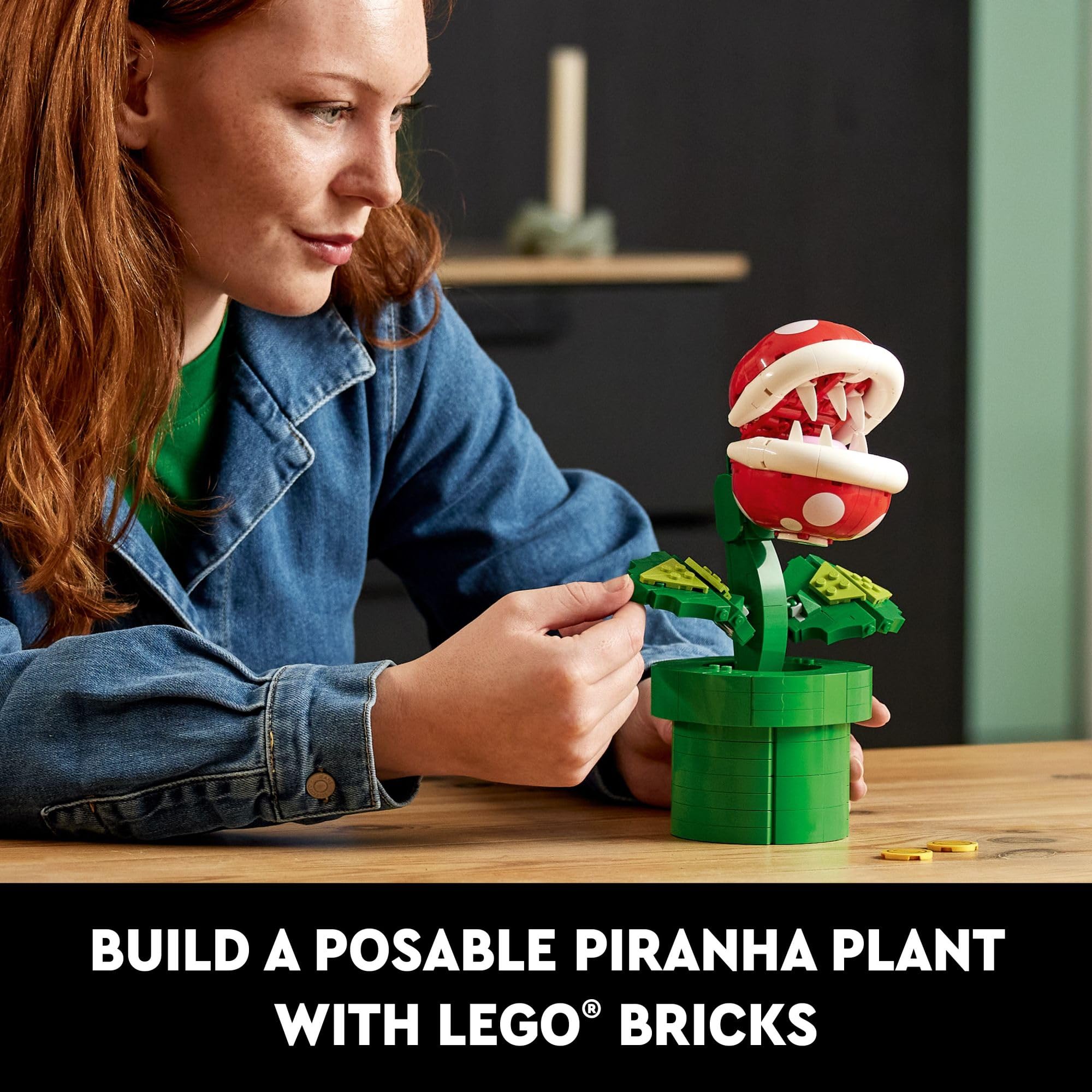 LEGO Super Mario Piranha Plant, Build and Display Super Mario Brothers Collectible for Adults and Teens, Authentically Detailed Posable Figure, Birthday Gift for Gamers and Super Mario Fans, 71426: Green