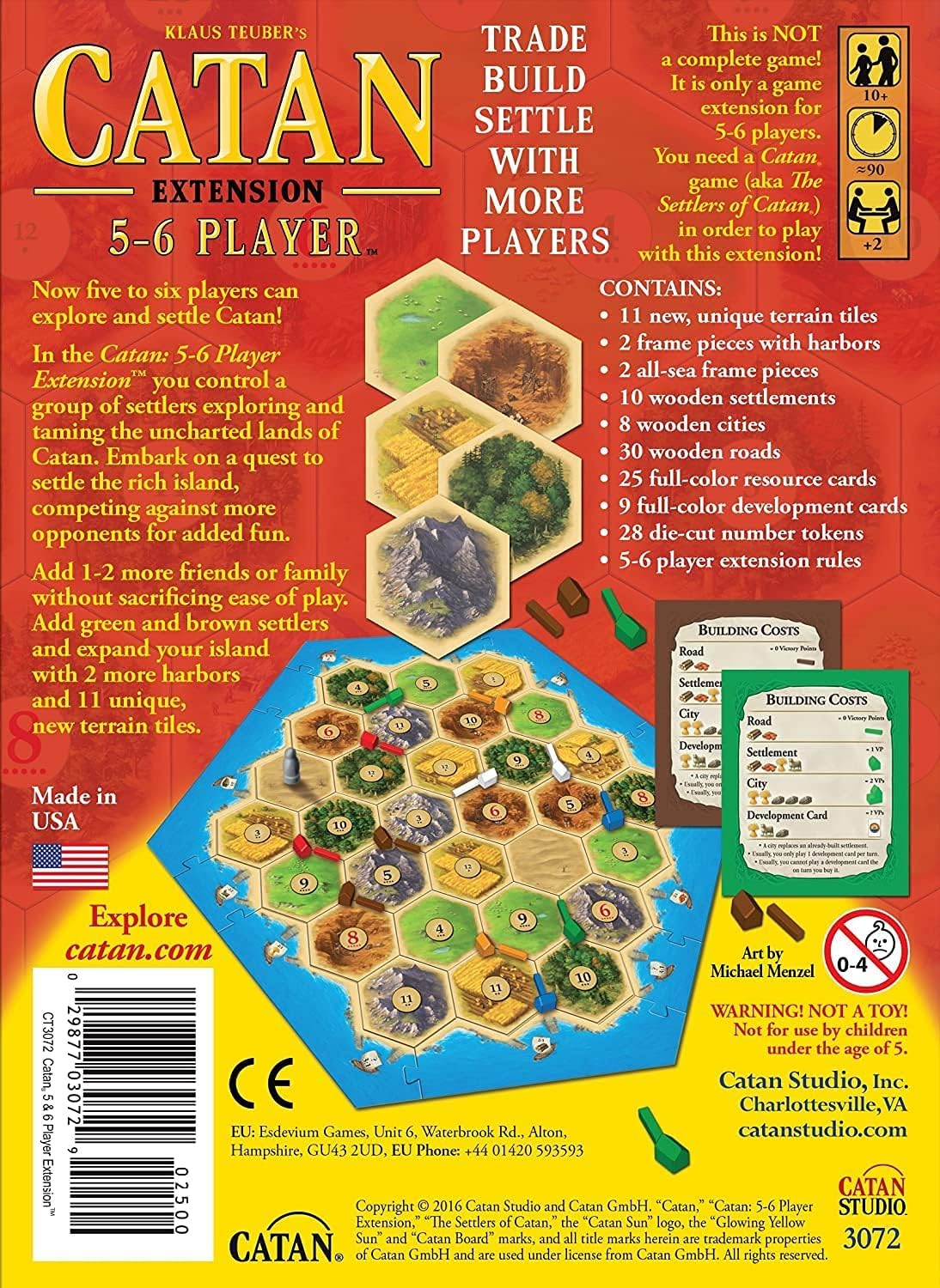CATAN Board Game - Embark on a Journey of Discovery and Trade! Civilization Building Strategy Game, Family Game for Kids & Adults, Ages 10+, 3-4 Players, 60-90 Minute Playtime, Made by CATAN Studio: 5-6 Player Extension