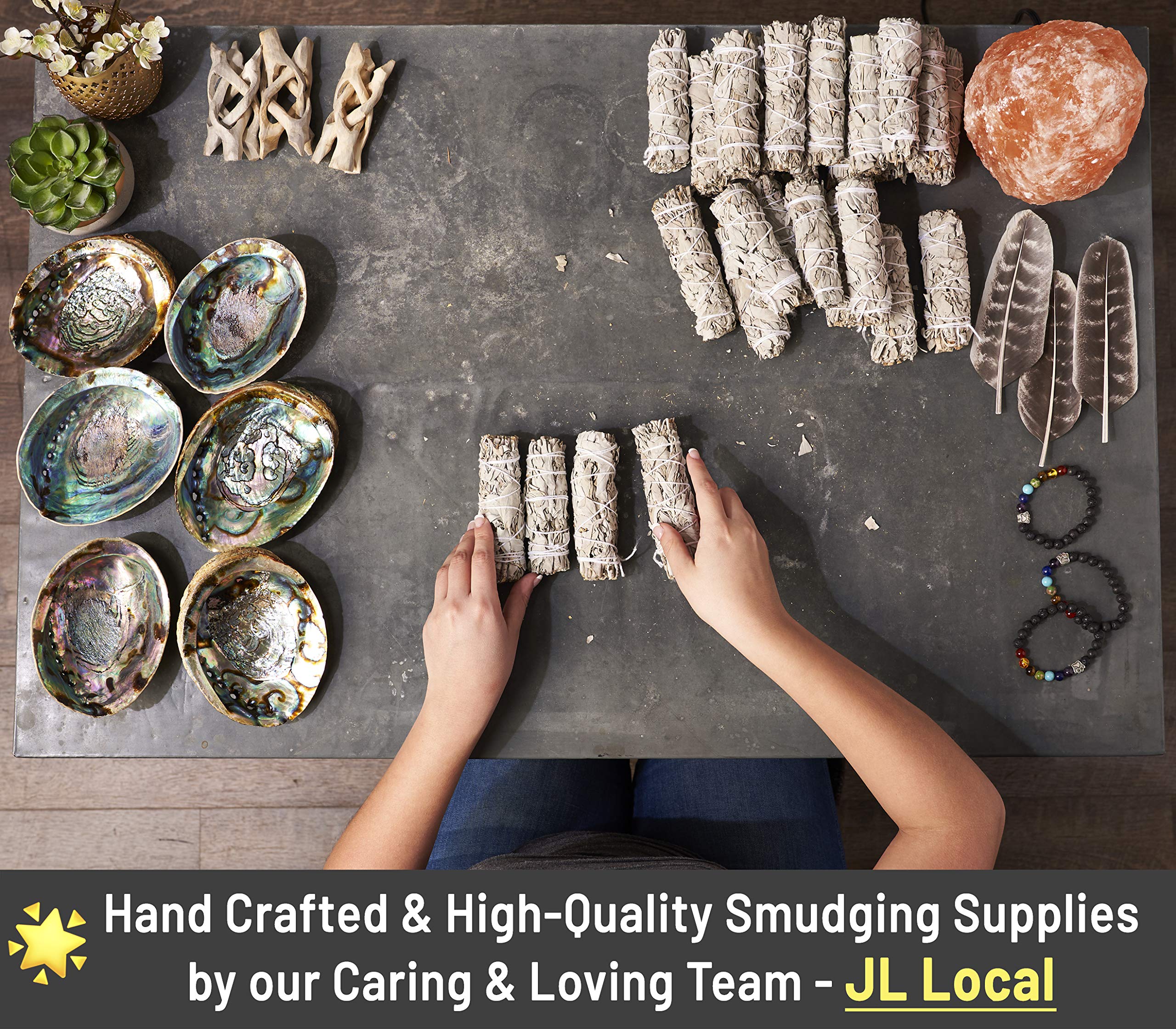 JL Local Wanderlust 9” White Sage Smudge Stick - Extra Large Smudging Wand Incense Stick for Cleansing, Purifying, Healing, Meditation, Yoga, Blessing (): 6 Pack