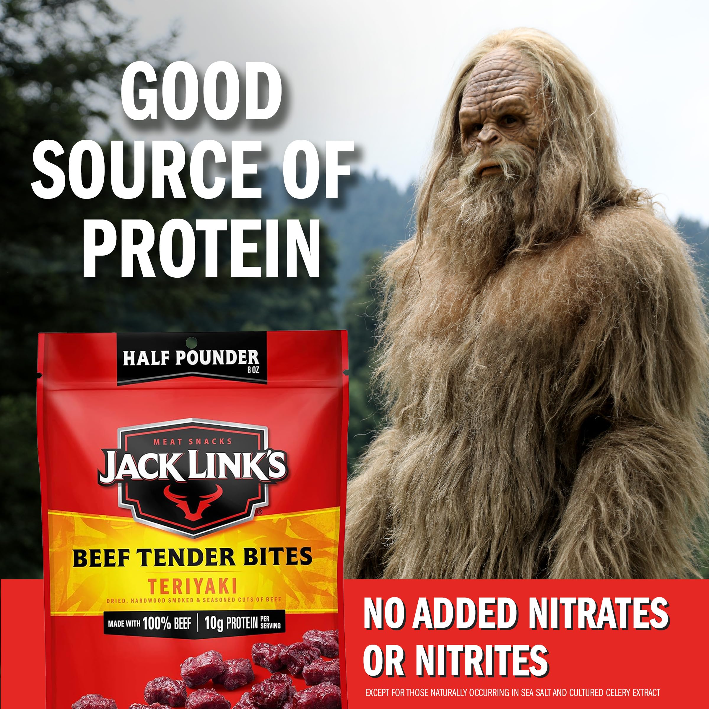 Jack Link's Beef Tender Bites, Teriyaki, Half Pounder Bag - Flavorful Meat Protein Snacks for Lunches, 10g of Protein and 70 Calories per Serving, Made with 100% Beef thumbnail 4