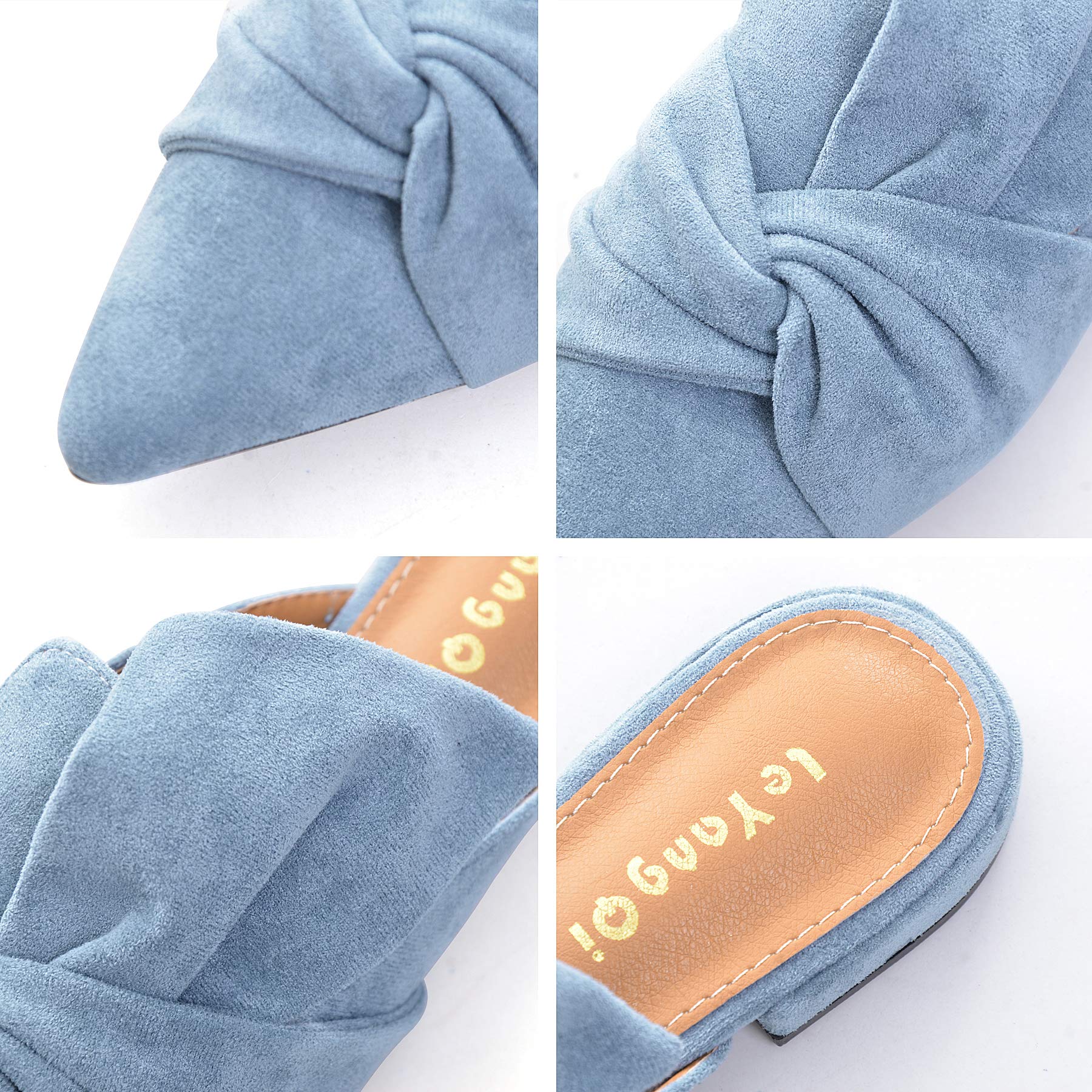 VFDB Women Mules Elegant Dressy Flats Closed Toe Microfiber Leather Shoes Adjustable Buckle Strap Mary Jane Casual Office Shoes thumbnail 5